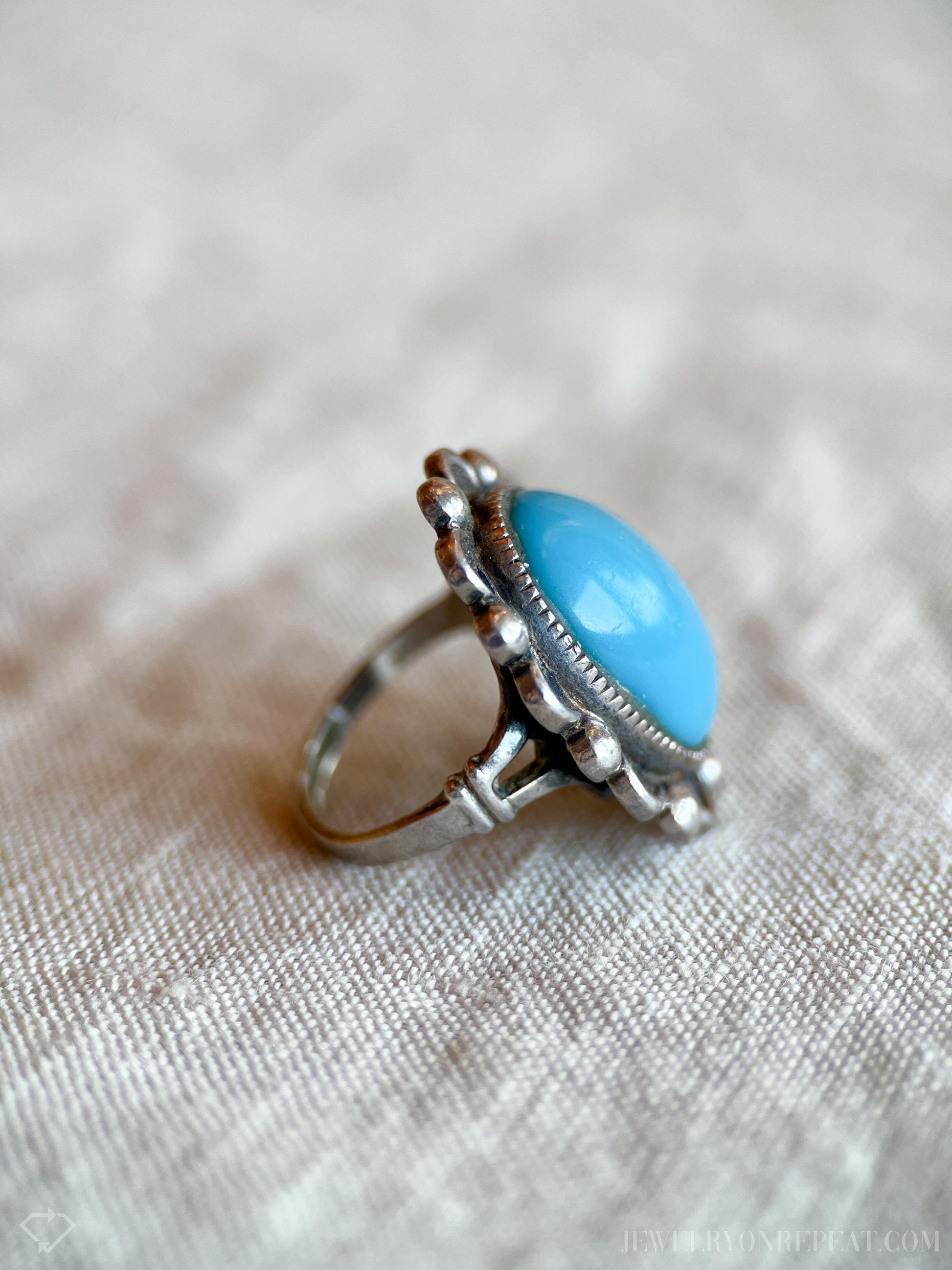 Vintage Turquoise Gemstone Ring in Sterling Silver