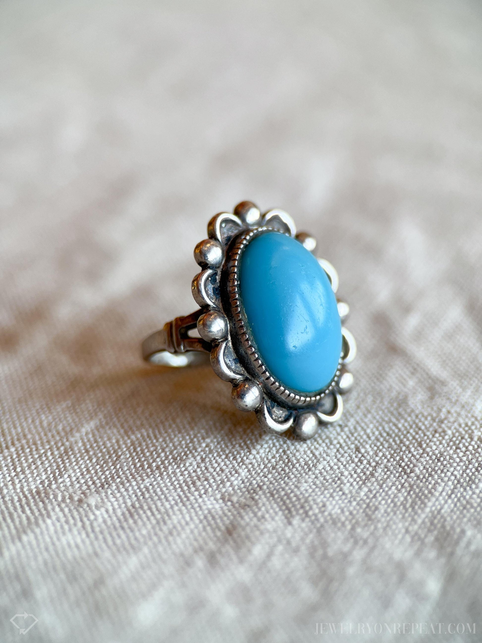 Vintage Turquoise Gemstone Ring in Sterling Silver