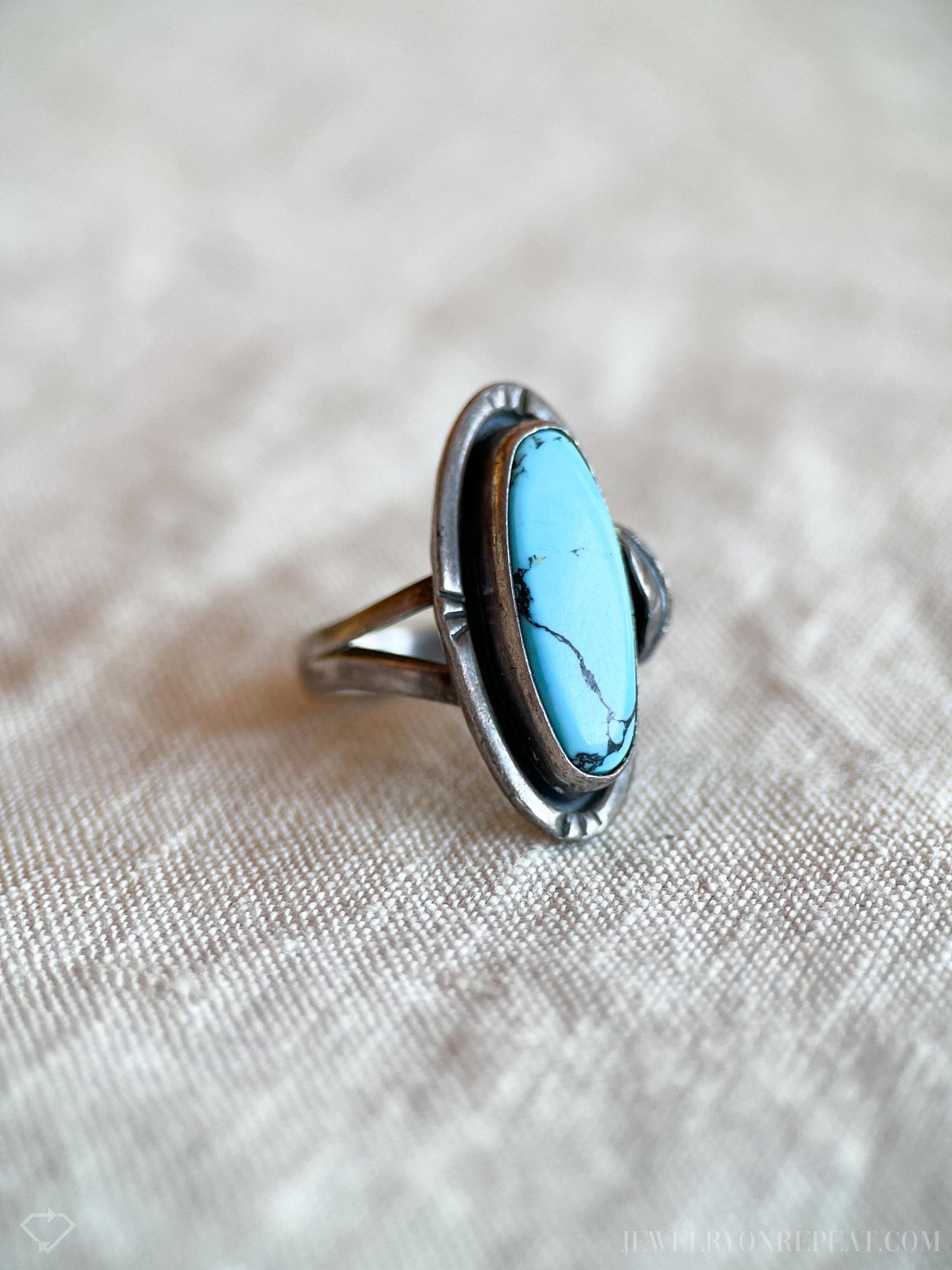 Vintage Turquoise Gemstone Ring in Sterling Silver