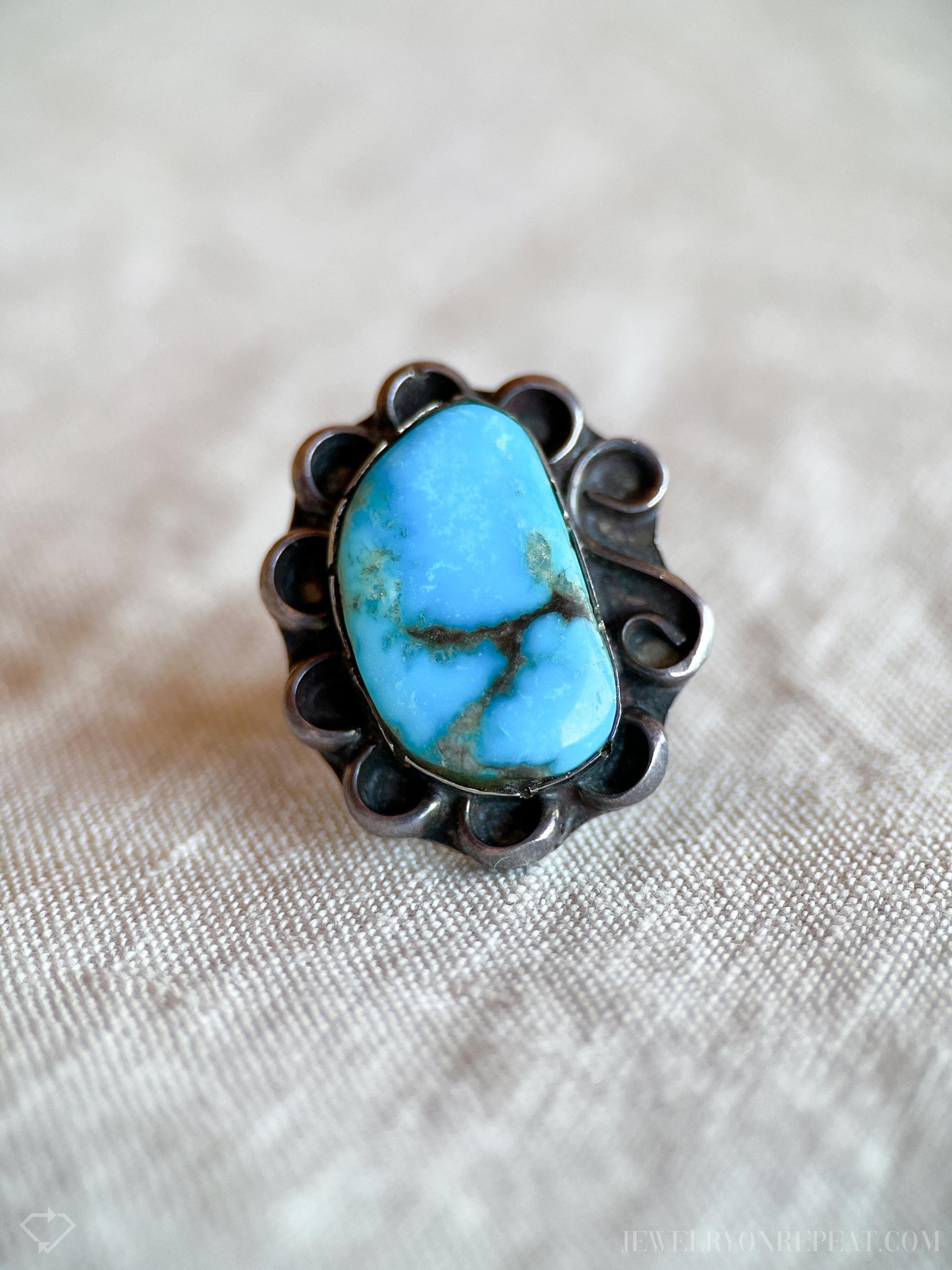 Vintage Turquoise Ring in Sterling Silver