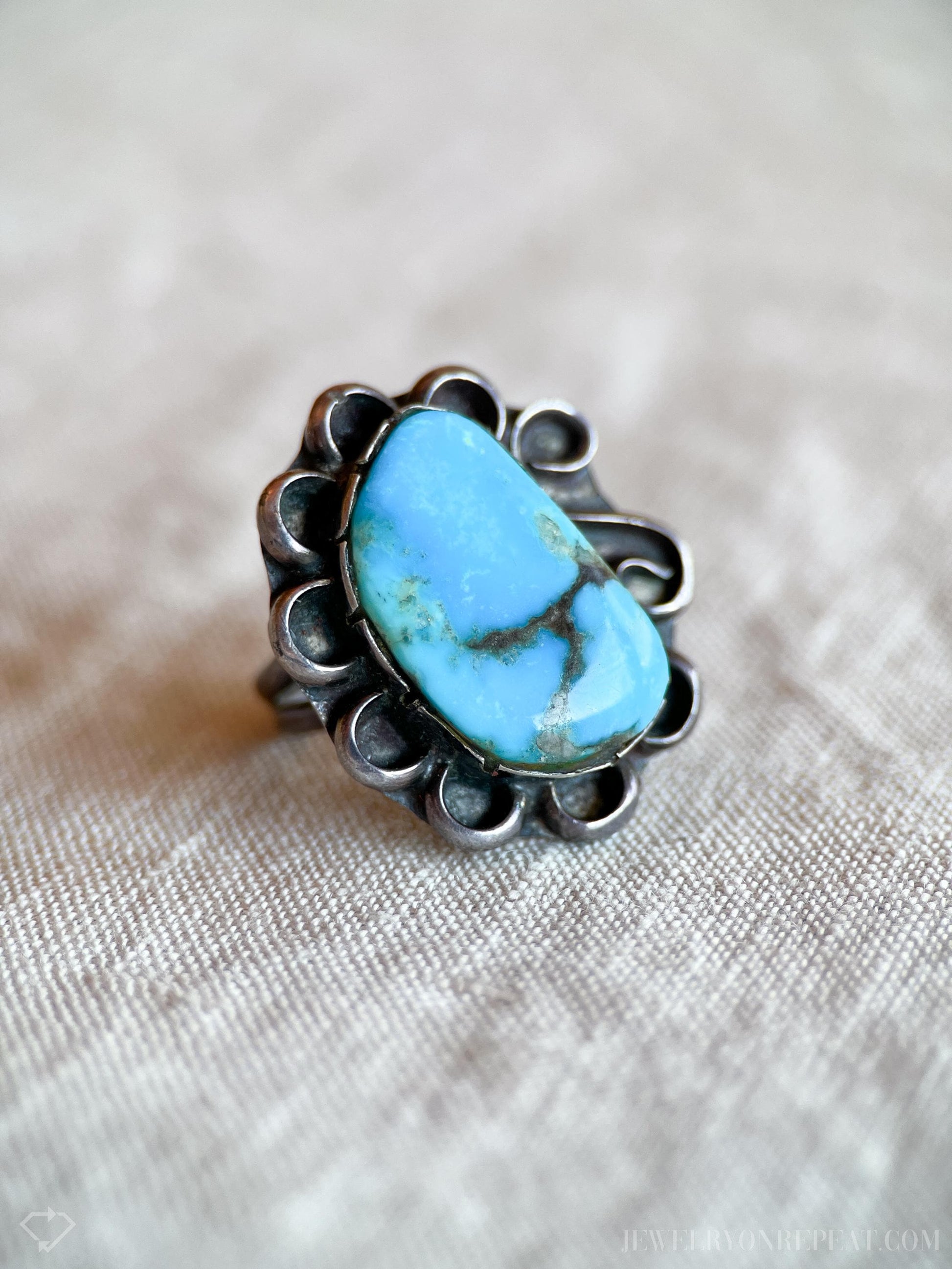 Vintage Turquoise Ring in Sterling Silver