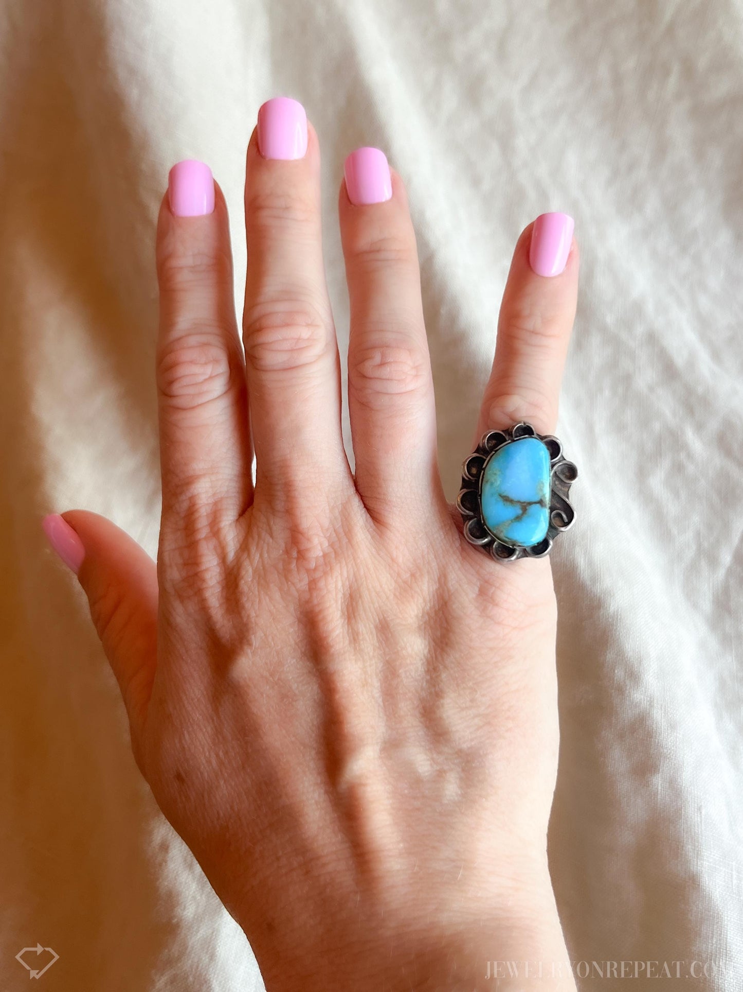 Vintage Turquoise Ring in Sterling Silver