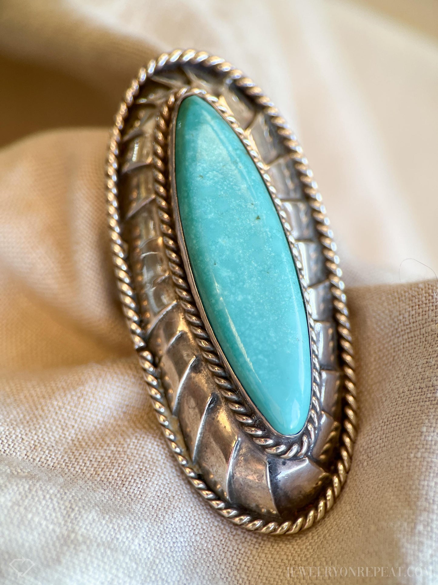 Vintage Sterling Silver Turquoise Statement Ring, Southwestern Boho Jewelry
