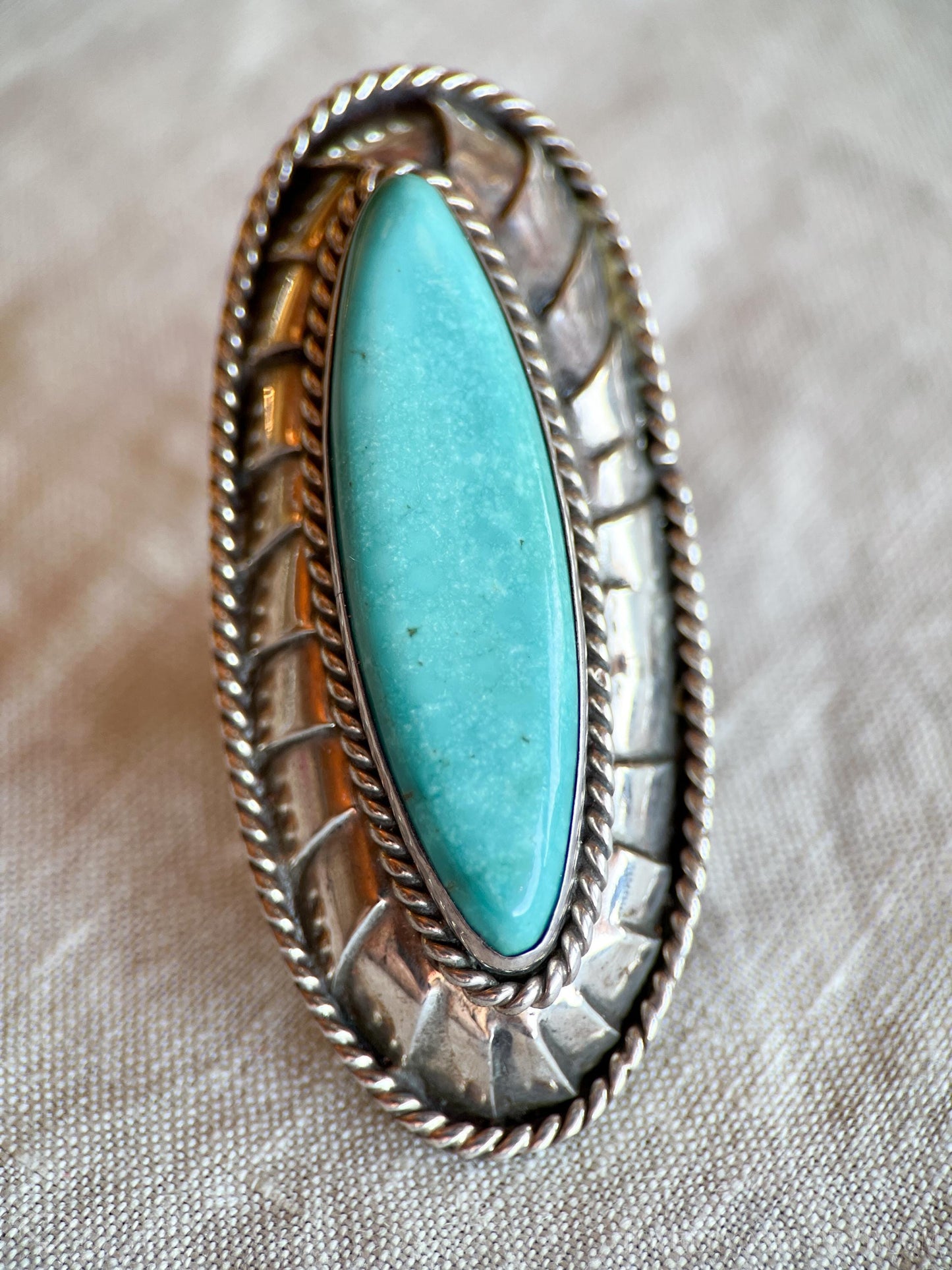 Vintage Sterling Silver Turquoise Statement Ring, Southwestern Boho Jewelry