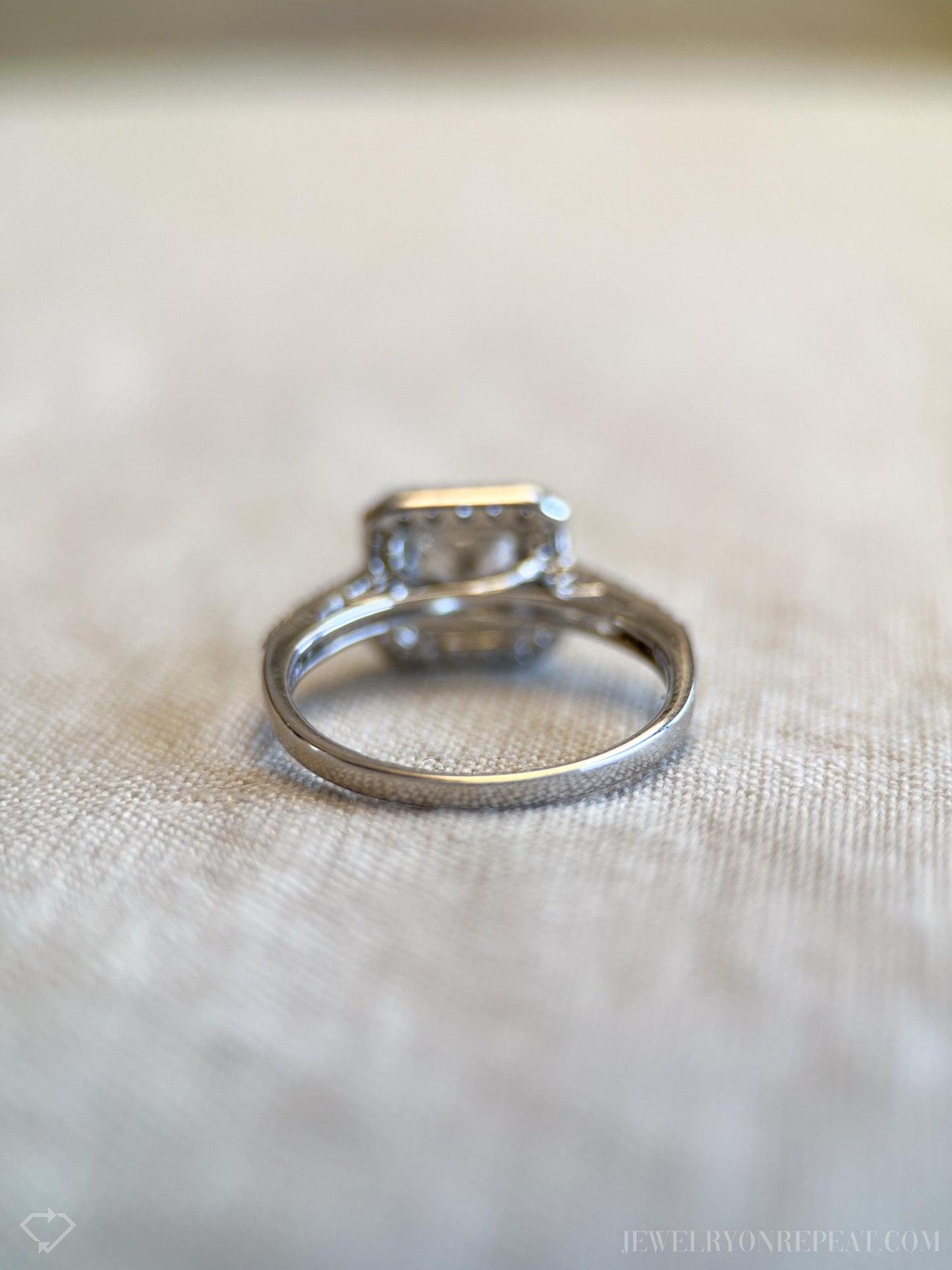 Cubic Zirconia Engagement Ring, Princess Cut, Sterling Silver, Square Halo Prong Setting