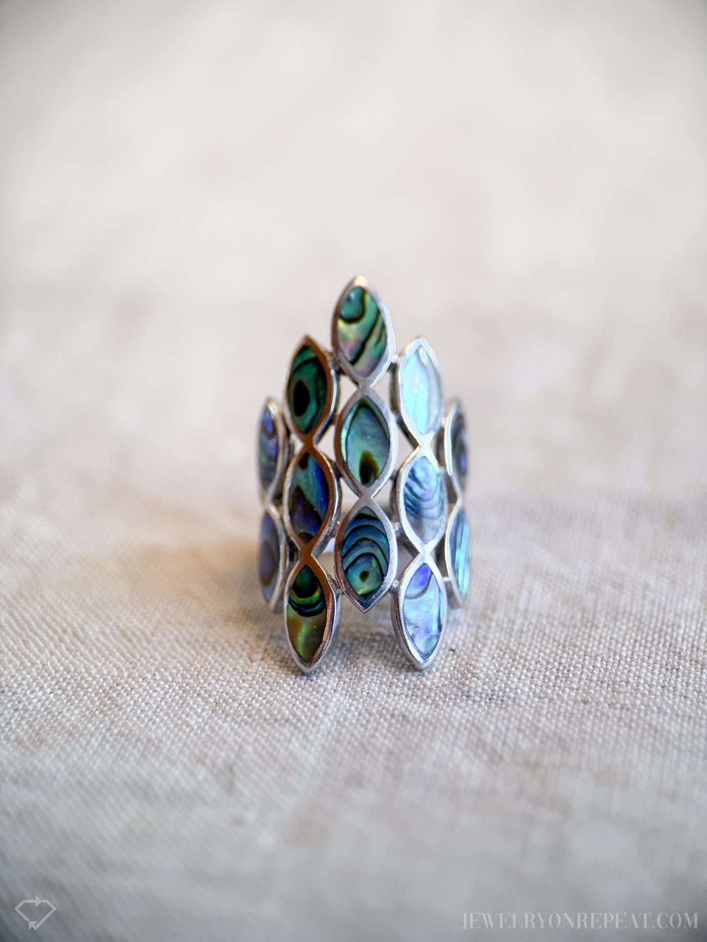 Vintage Abalone Gemstone Ring in Sterling Silver