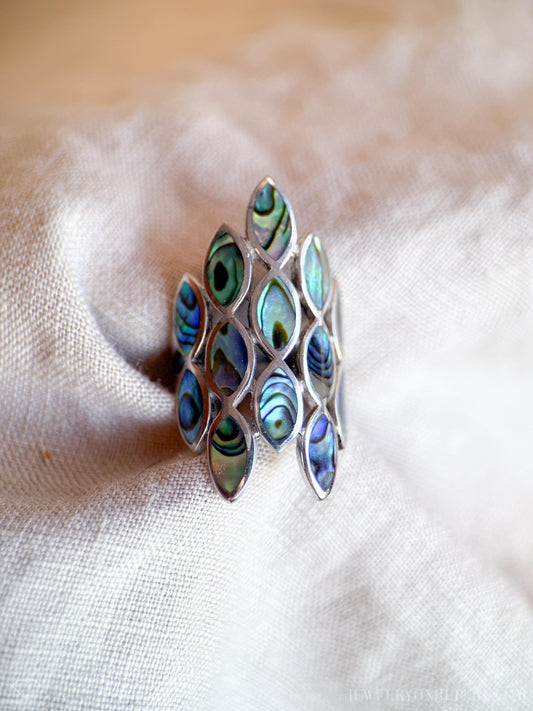 Vintage Abalone Gemstone Ring in Sterling Silver