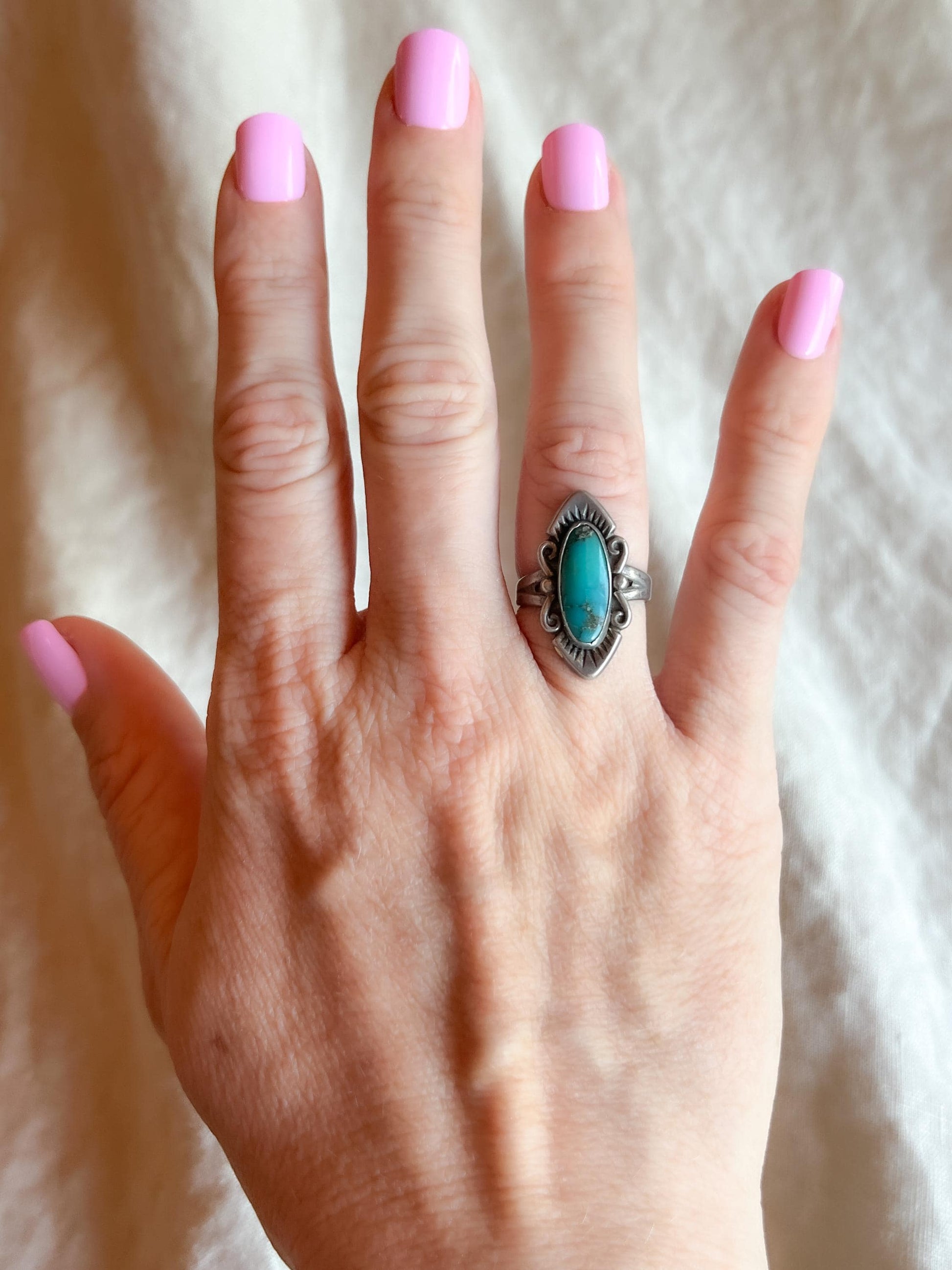 Vintage Turquoise Gemstone Ring in Sterling Silver