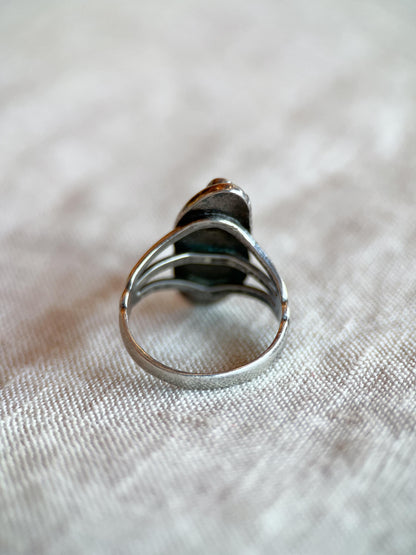 Vintage Turquoise Ring Sterling Silver, Southwestern Statement Boho Jewelry