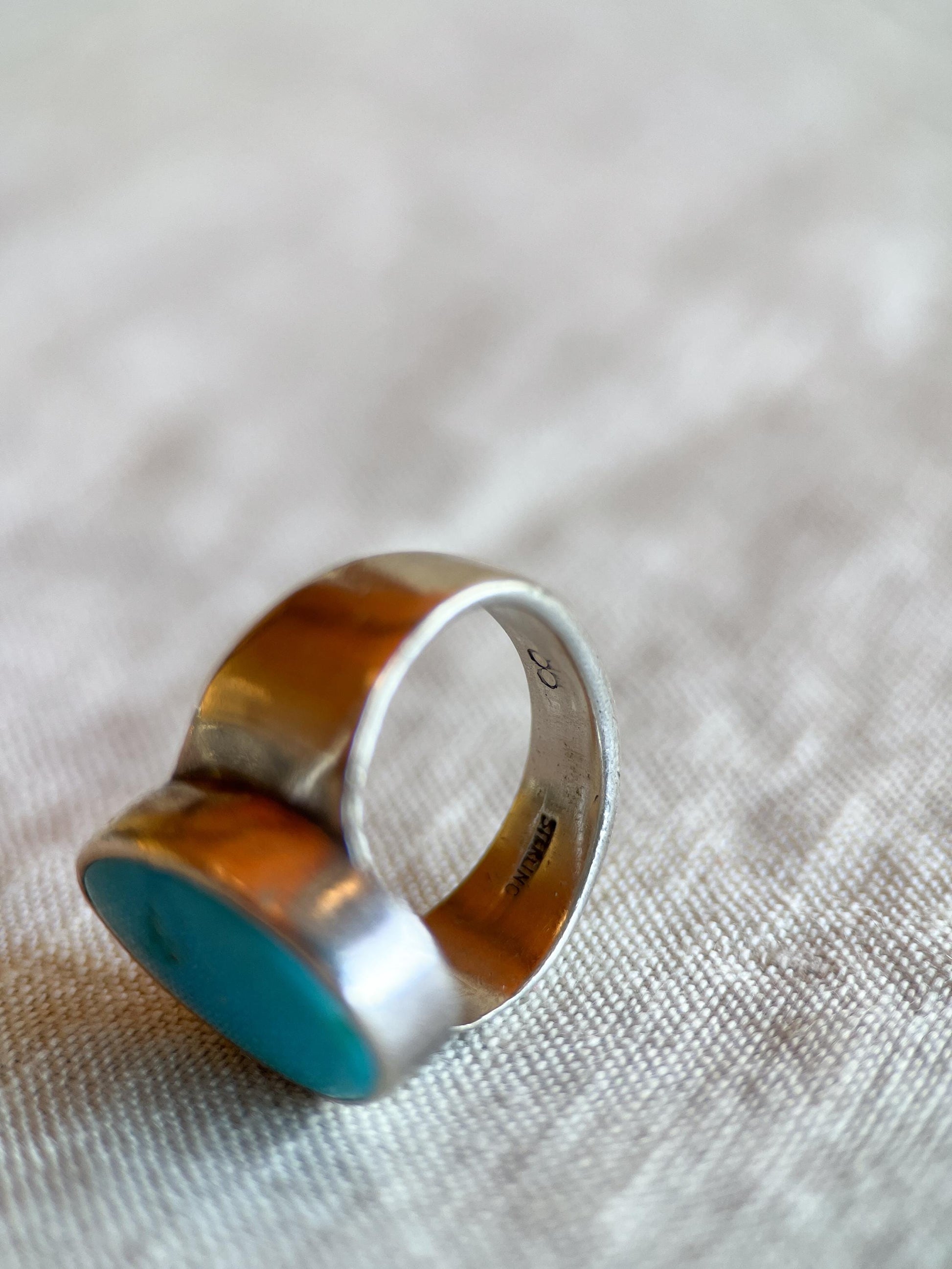 Vintage Turquoise Gemstone Ring in Sterling Silver