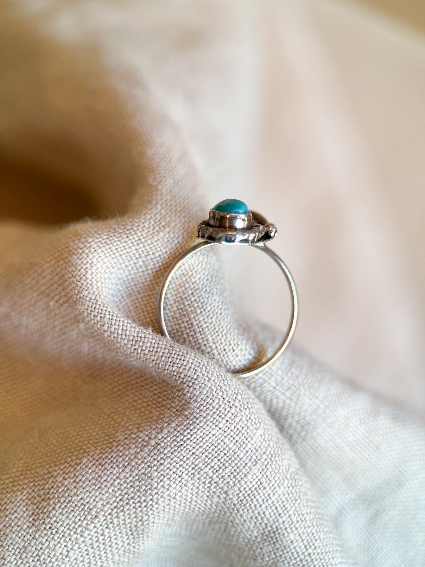 Vintage Sterling Silver Turquoise Ring, Oval Statement, Southwestern Boho Jewelry