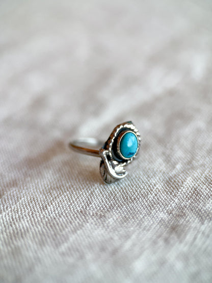 Vintage Sterling Silver Turquoise Ring, Oval Statement, Southwestern Boho Jewelry
