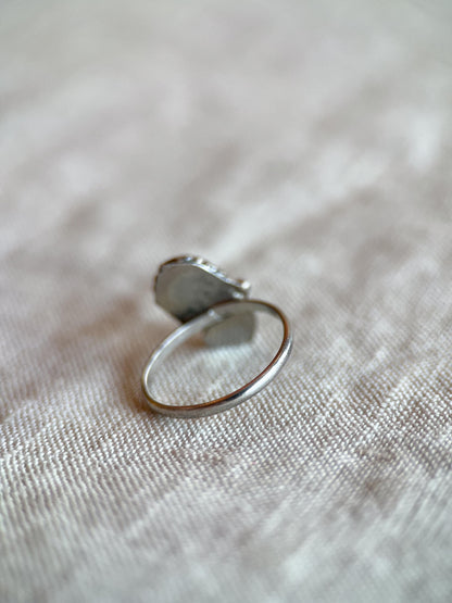 Vintage Sterling Silver Turquoise Ring, Oval Statement, Southwestern Boho Jewelry