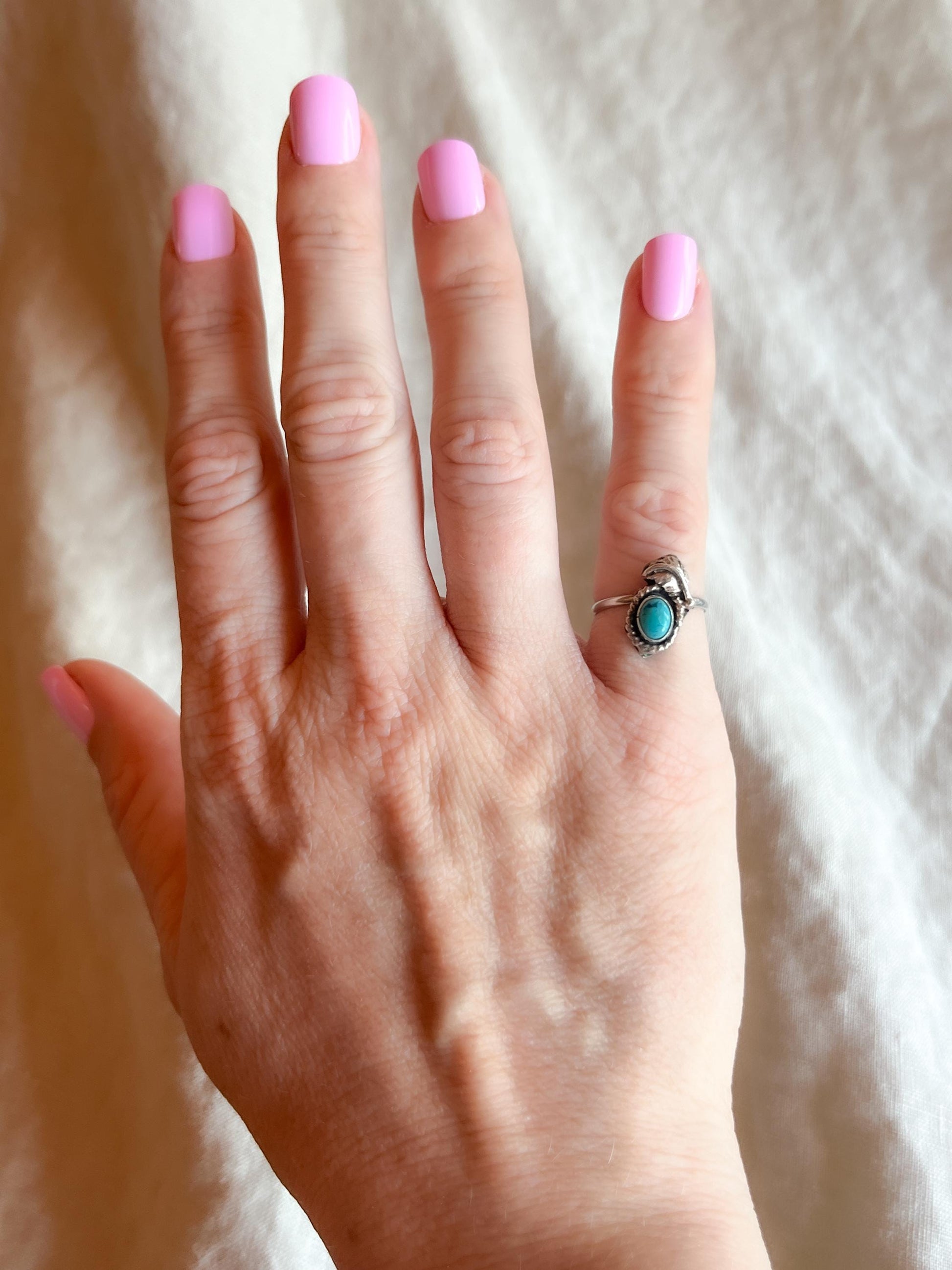 Vintage Sterling Silver Turquoise Ring, Oval Statement, Southwestern Boho Jewelry