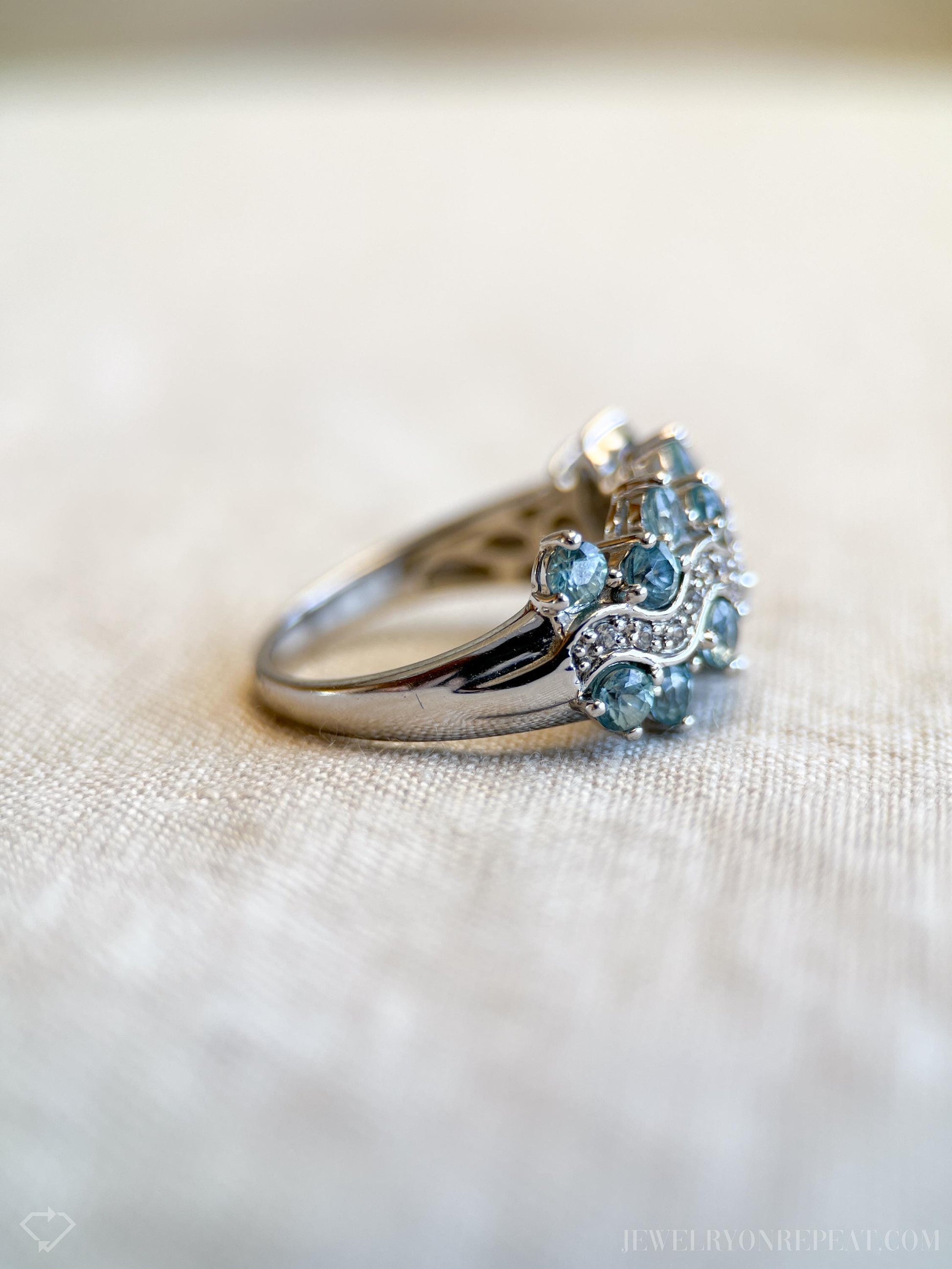 Vintage Blue Zircon Gemstone Ring in Sterling Silver