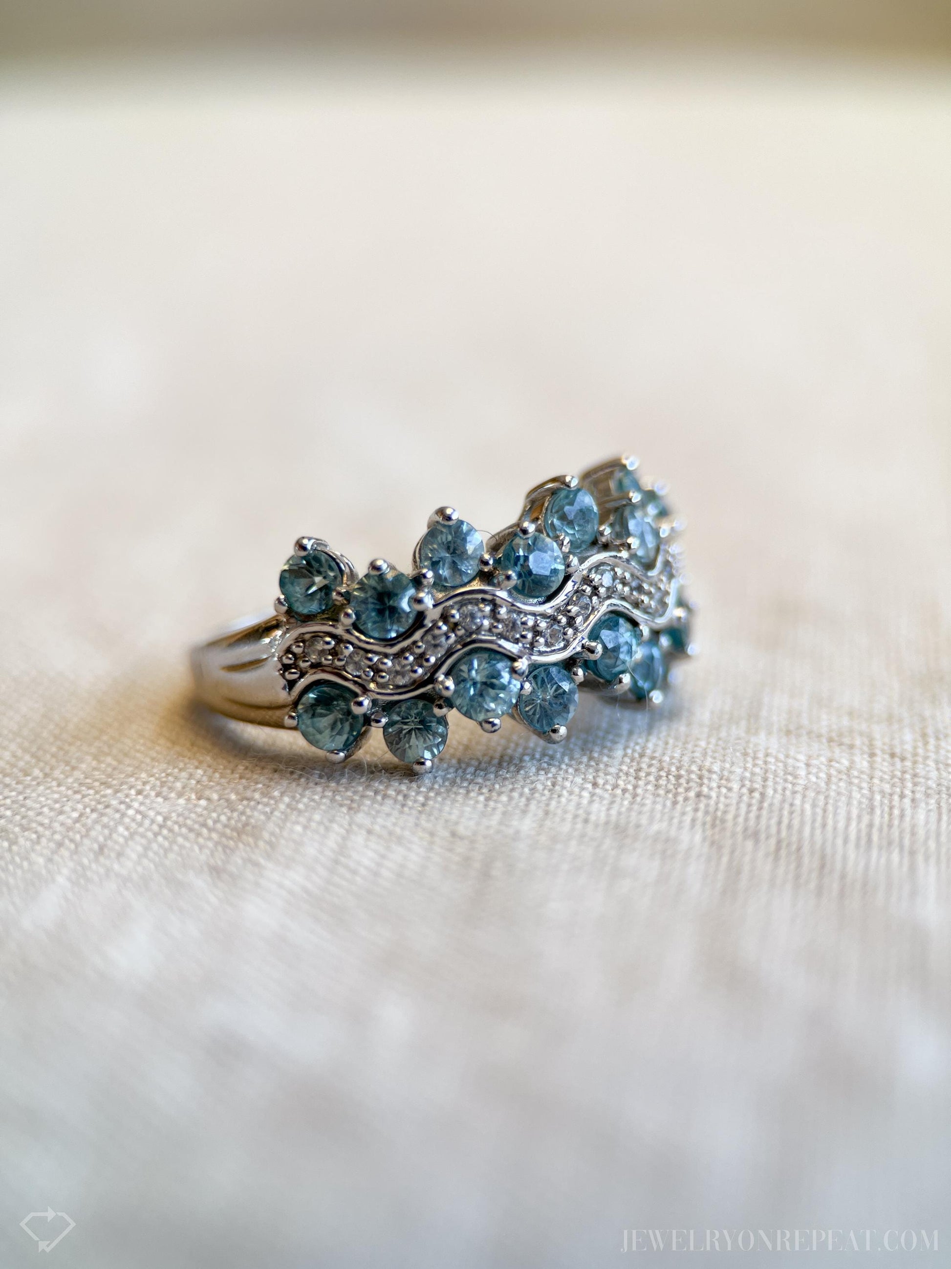 Vintage Blue Zircon Gemstone Ring in Sterling Silver