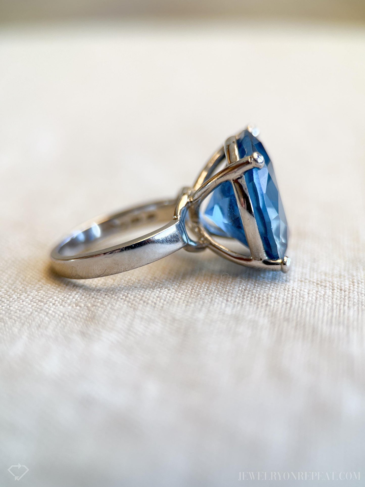 Vintage Sterling Silver Solitaire Gemstone Ring, Cocktail Statement Jewelry