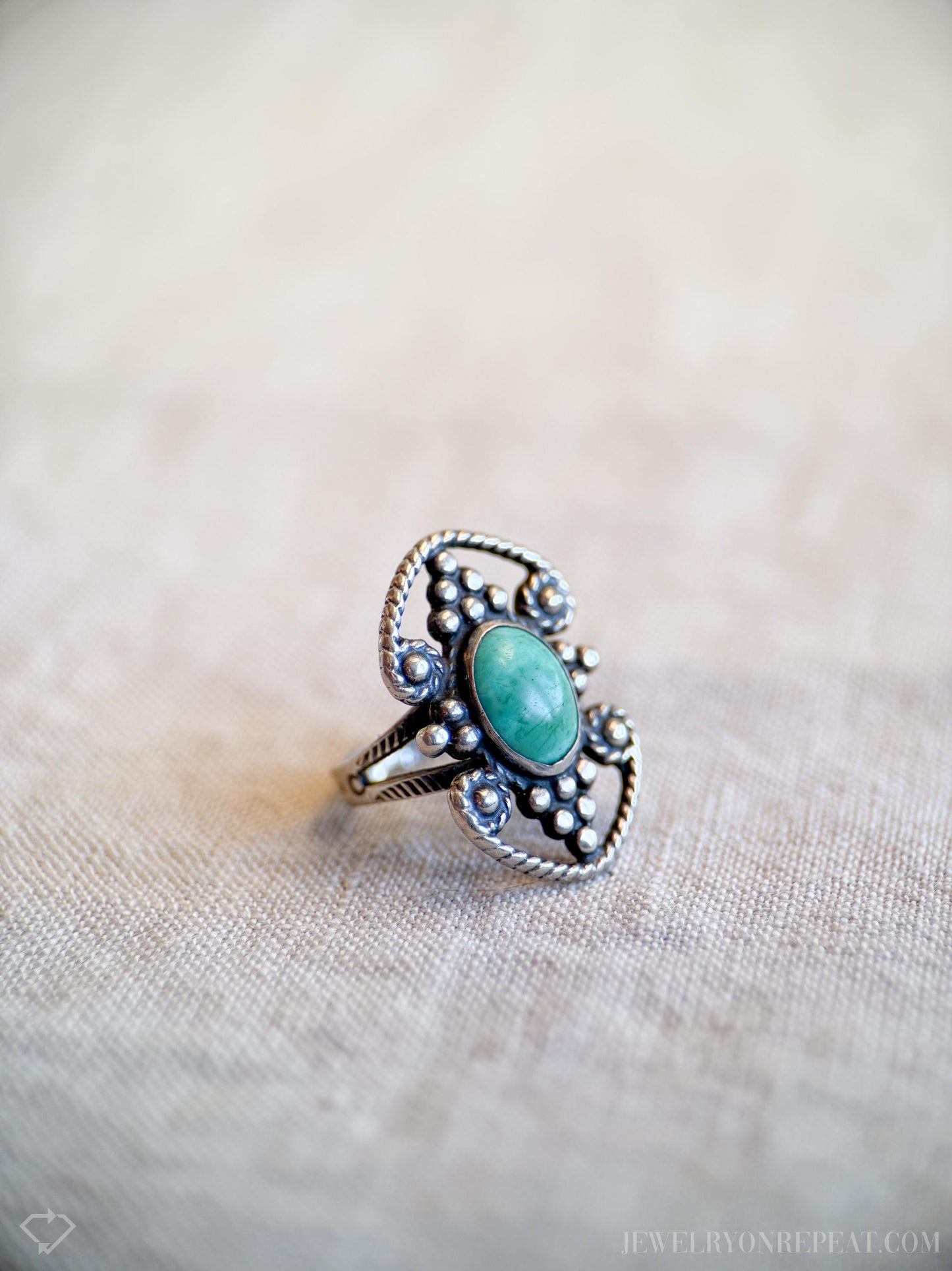 Vintage Turquoise Gemstone Ring in Sterling Silver