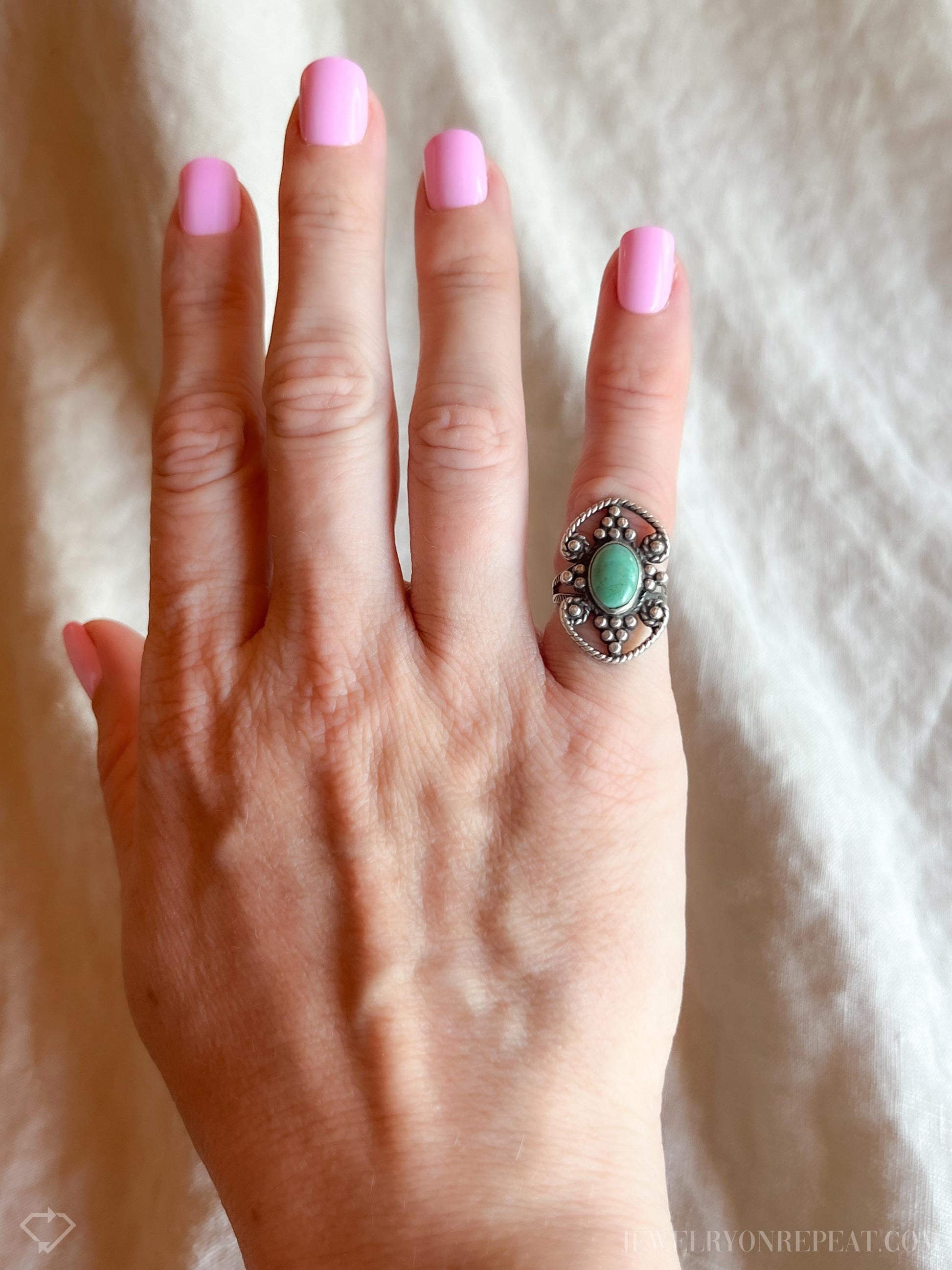 Vintage Turquoise Gemstone Ring in Sterling Silver