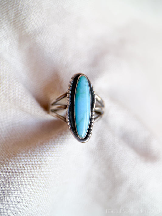 Vintage Turquoise Ring Sterling Silver, Southwestern Statement Boho Jewelry
