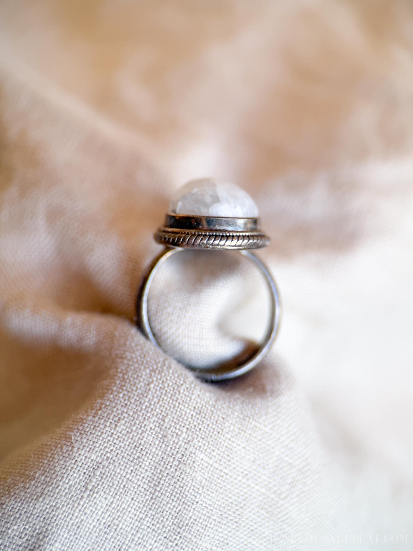Vintage Teardrop Moonstone Ring, Sterling Silver Boho Statement Jewelry
