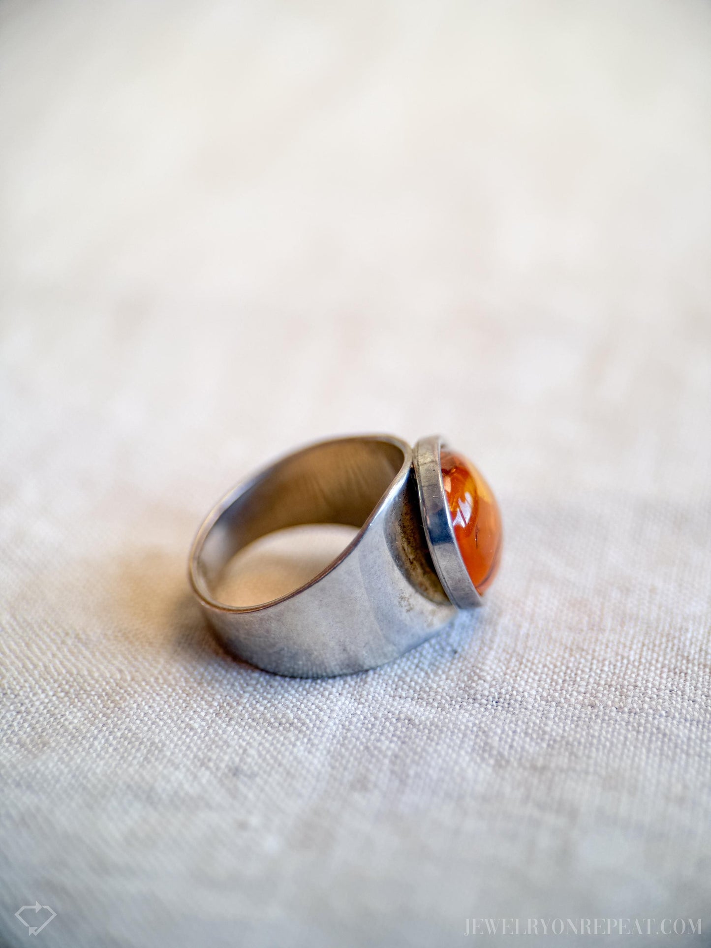 Vintage Jay King Amber Ring in Sterling Silver