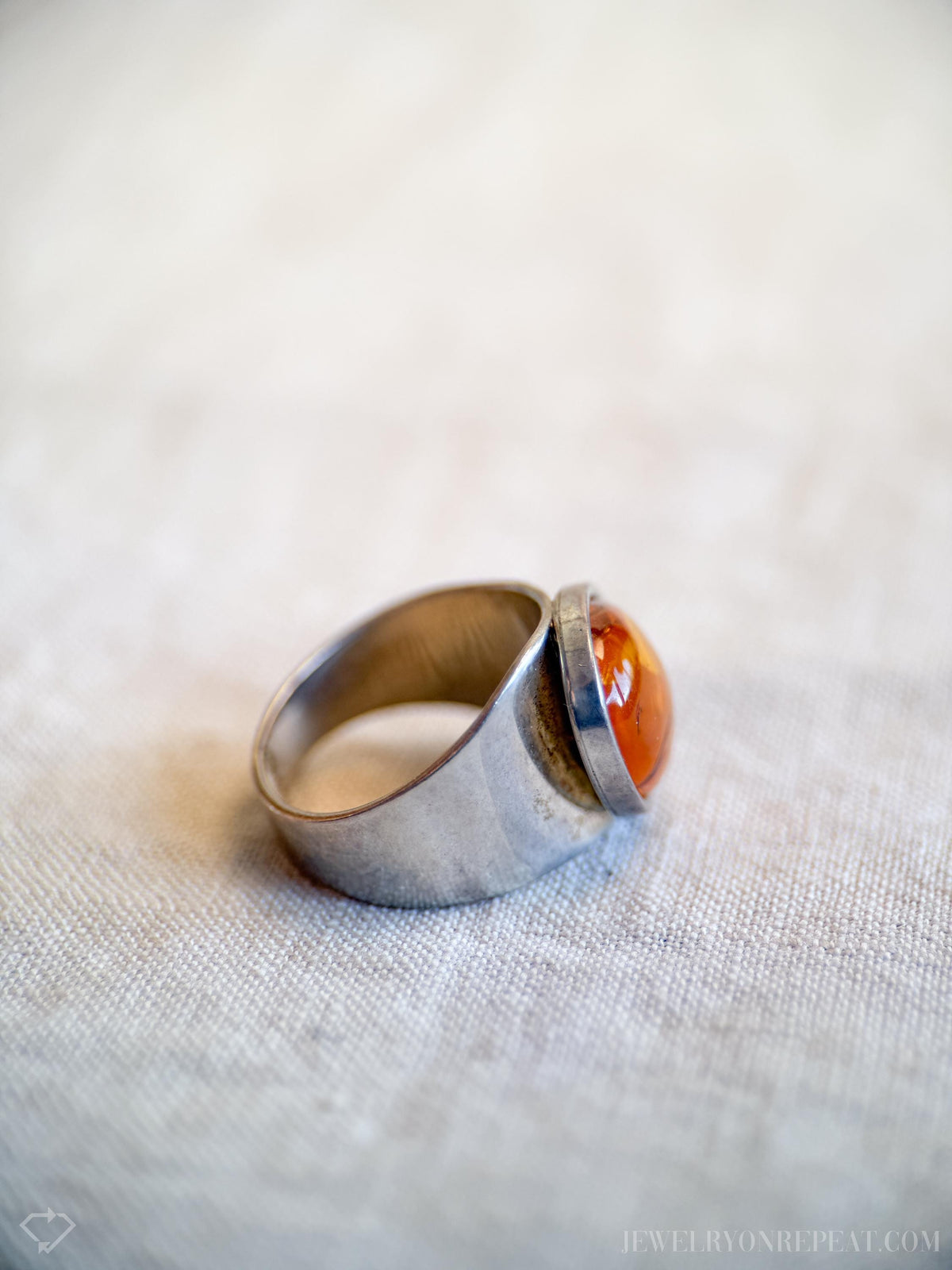 Vintage Amber Ring Sterling Silver, Jay King Statement Ring, Boho DRT Jewelry