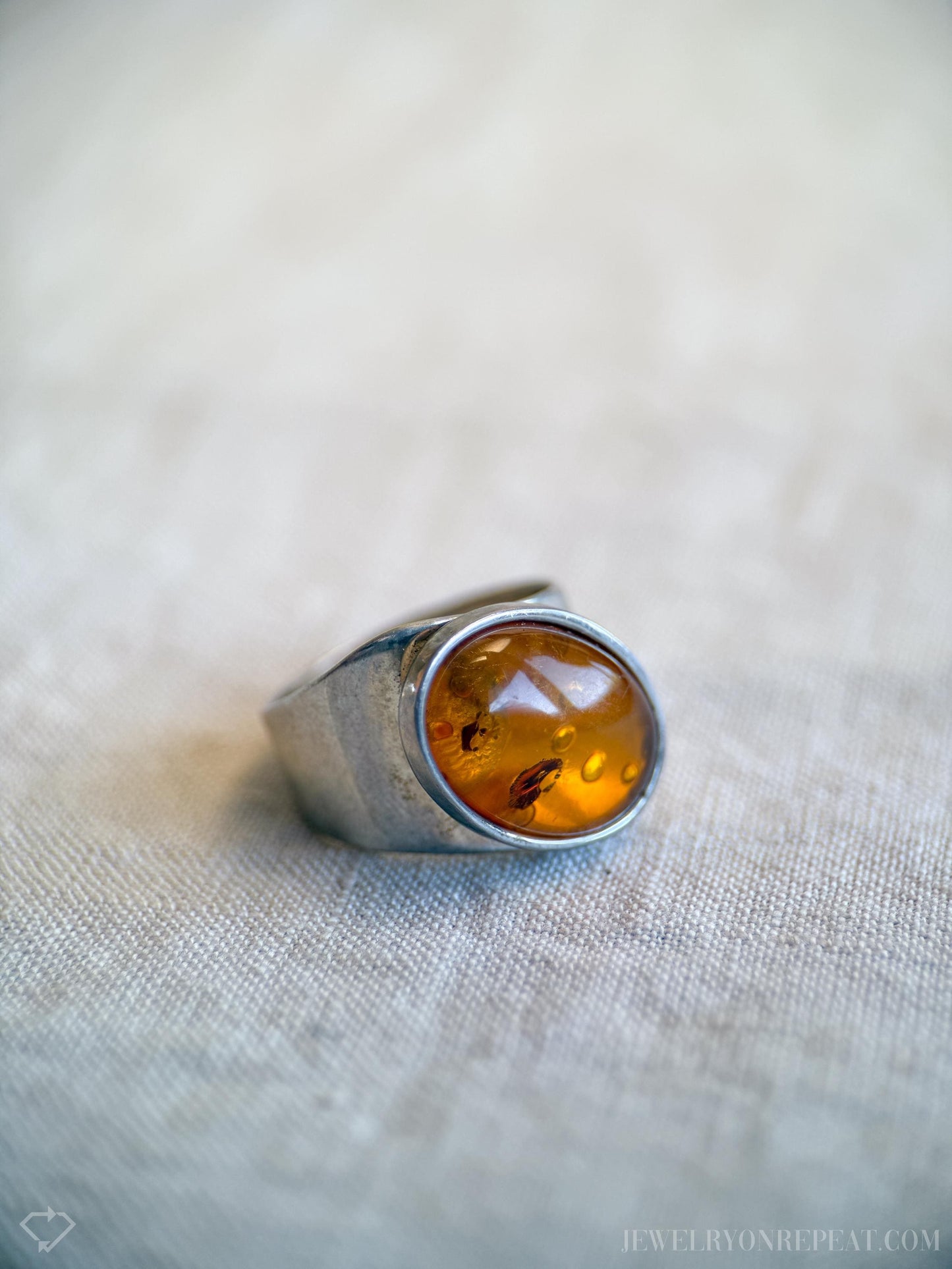 Vintage Jay King Amber Ring in Sterling Silver