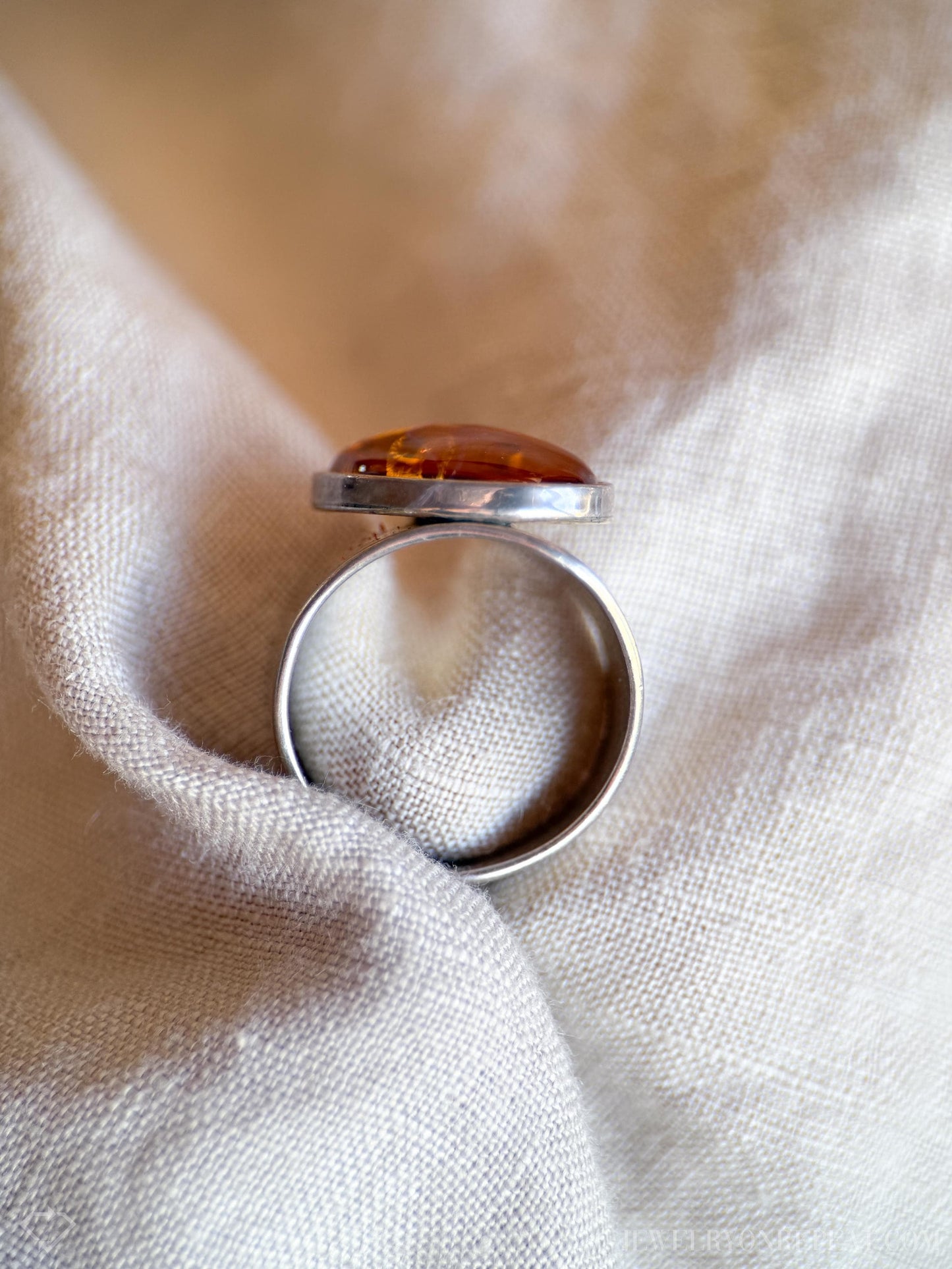 Vintage Jay King Amber Ring in Sterling Silver