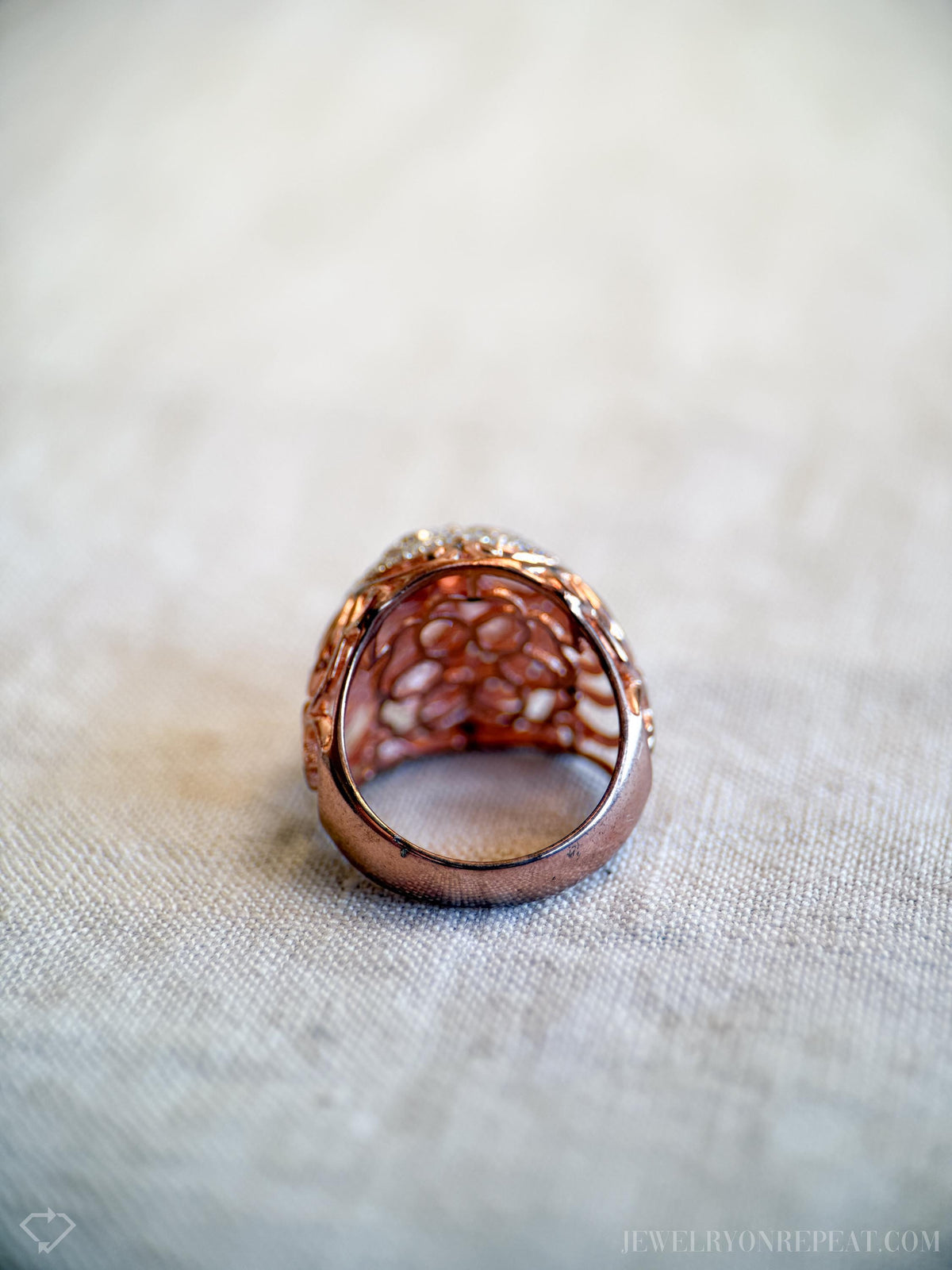 Vintage Floral Tourmaline Ring, Rose Gold Plated Sterling Silver Statement Ring