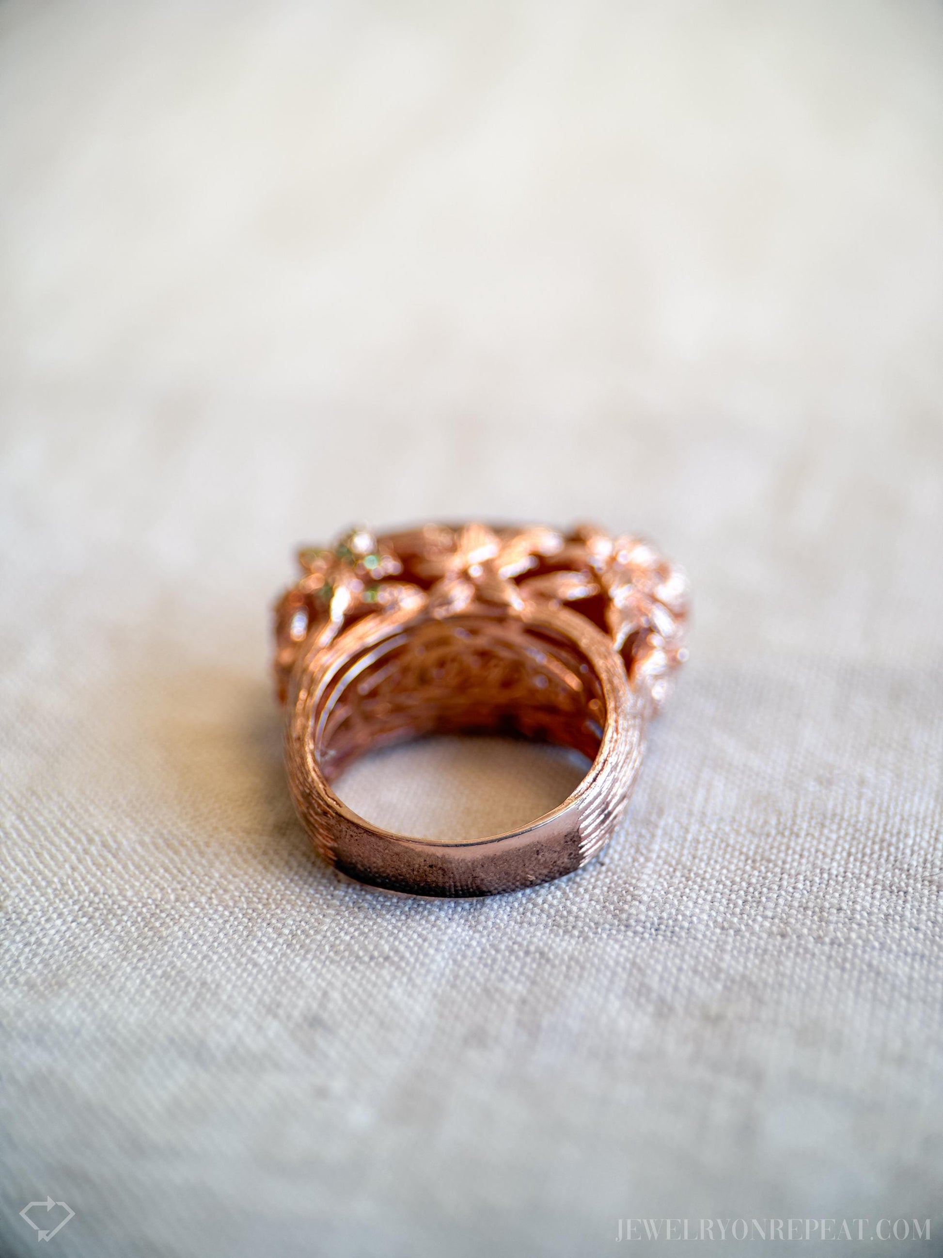 Vintage Sunstone Gemstone Ring in Rose Gold Plated Sterling Silver