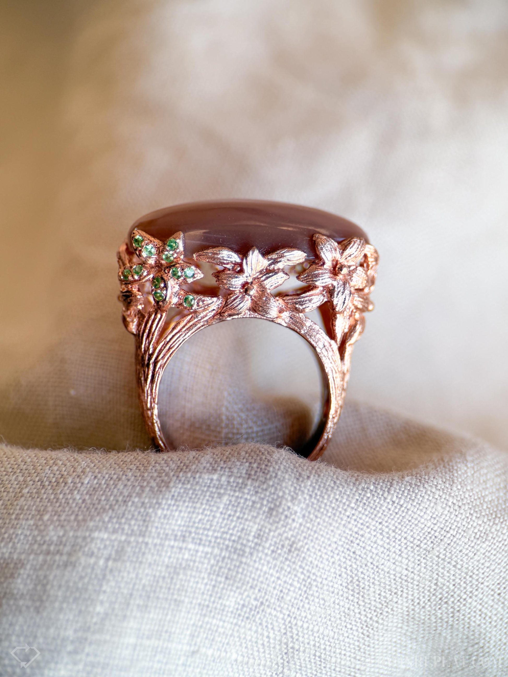 Vintage Sunstone Gemstone Ring in Rose Gold Plated Sterling Silver