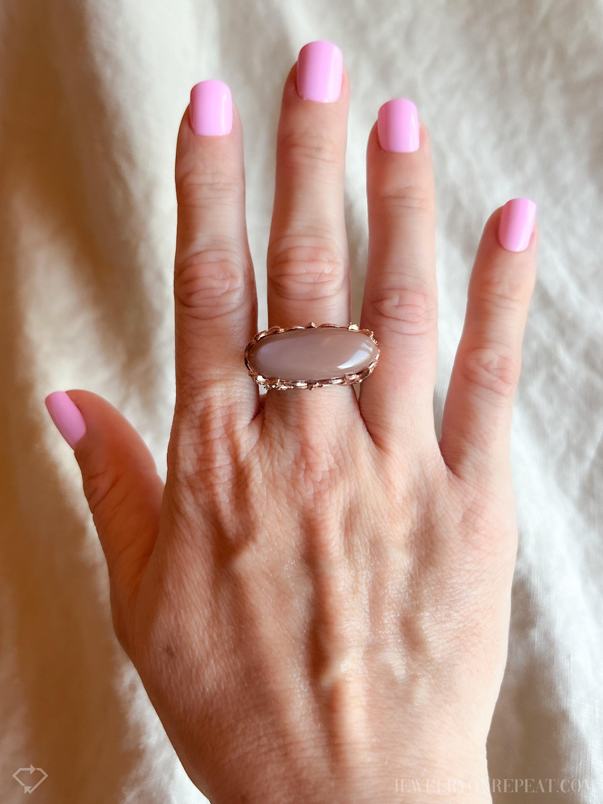 Vintage Sunstone Gemstone Ring in Rose Gold Plated Sterling Silver