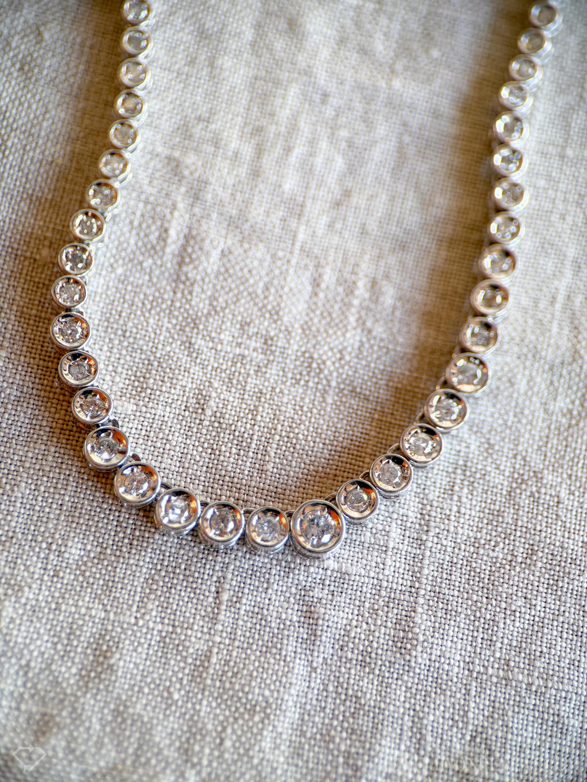 Vintage 1990s Diamond Necklace in 18k White Gold Timeless Sustainability • Vintage Fine Jewelry