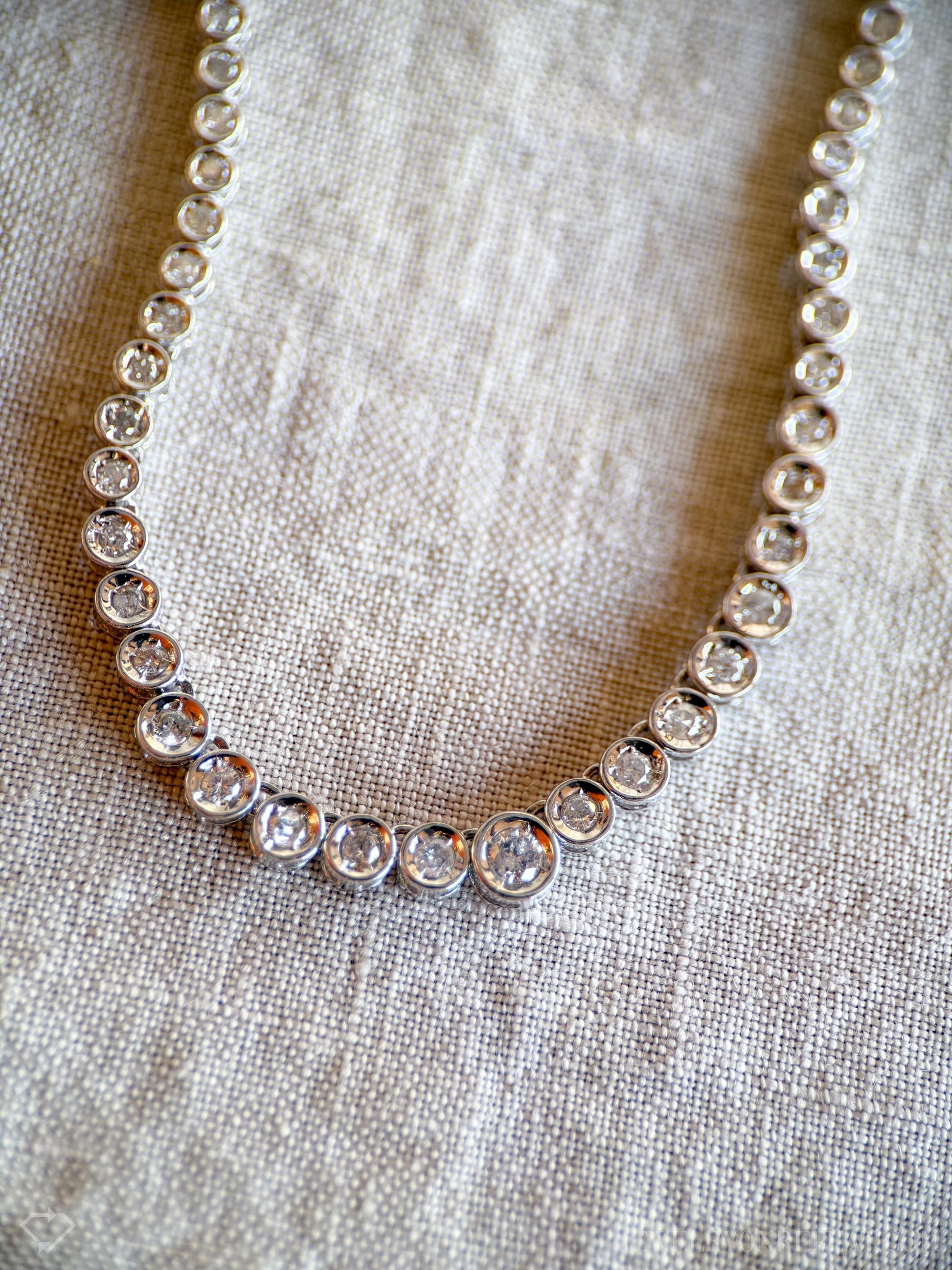 Vintage 1990s Diamond Necklace in 18k White Gold Timeless Sustainability • Vintage Fine Jewelry