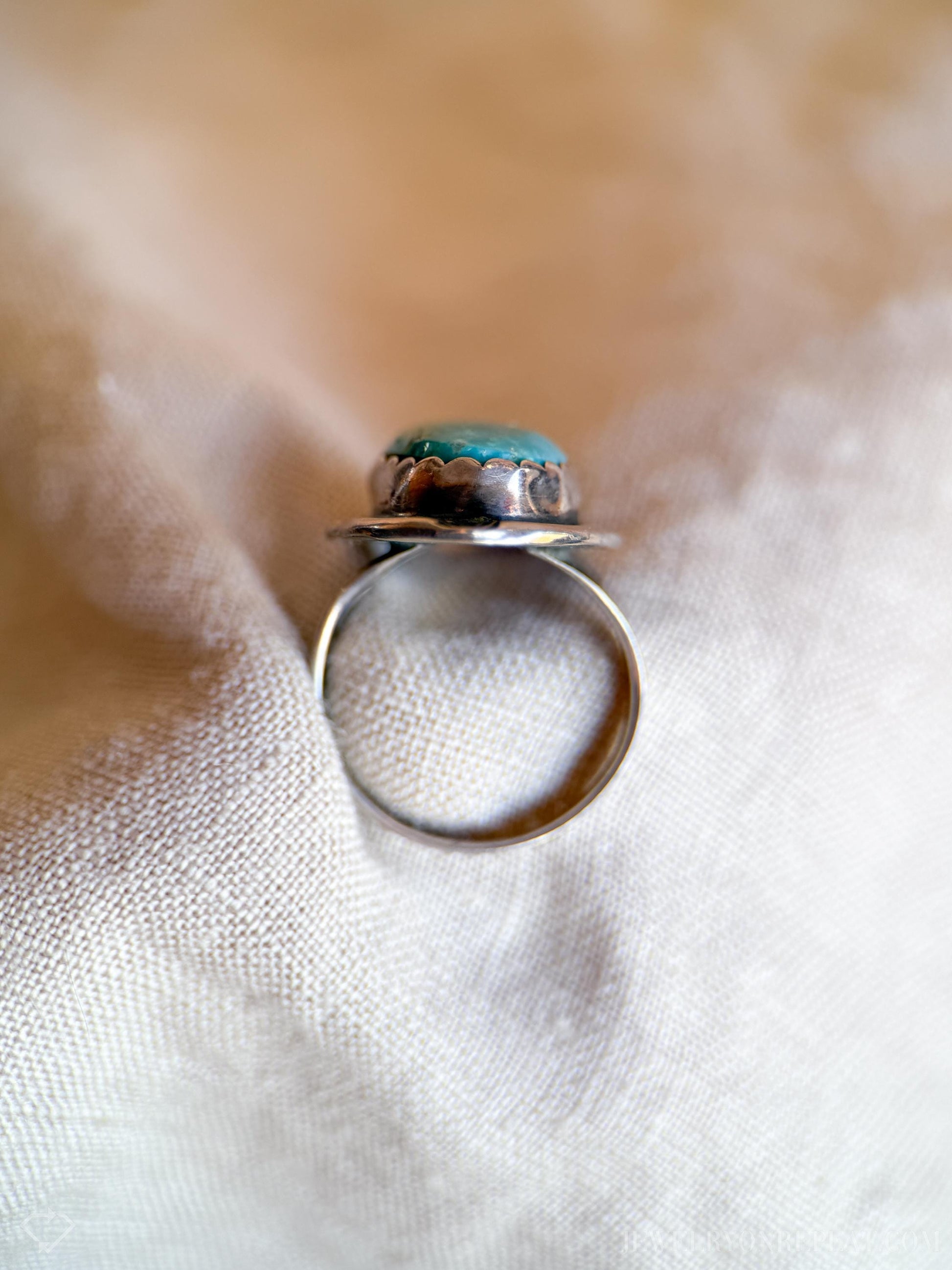 Vintage Blue Chrysocolla Gemstone Ring in Sterling Silver