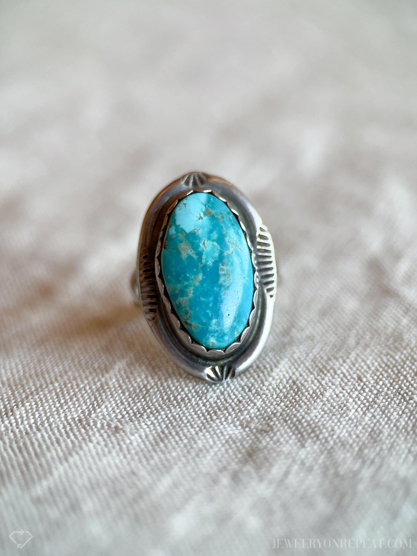 Vintage Blue Chrysocolla Gemstone Ring in Sterling Silver