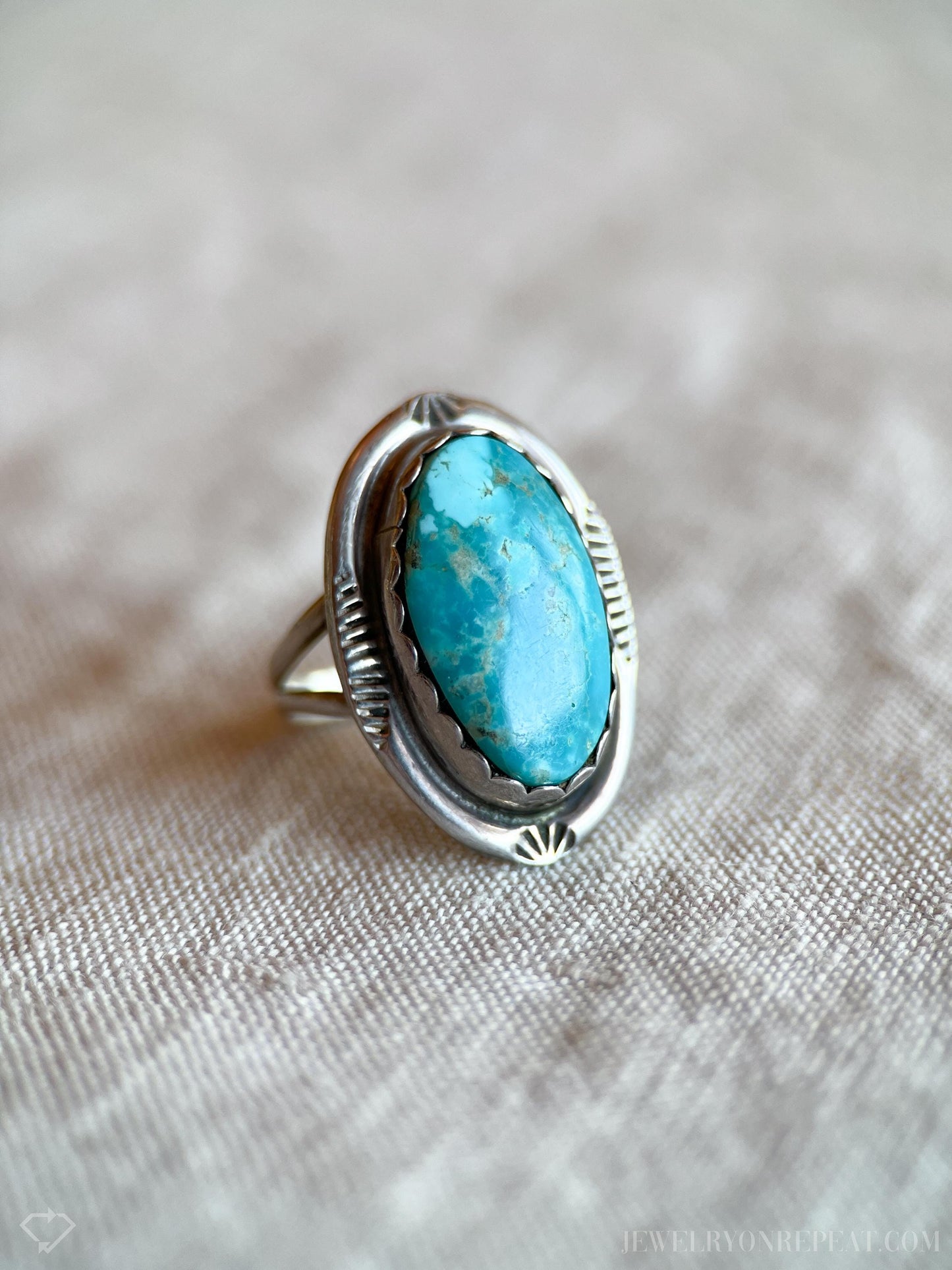 Vintage Blue Chrysocolla Gemstone Ring in Sterling Silver