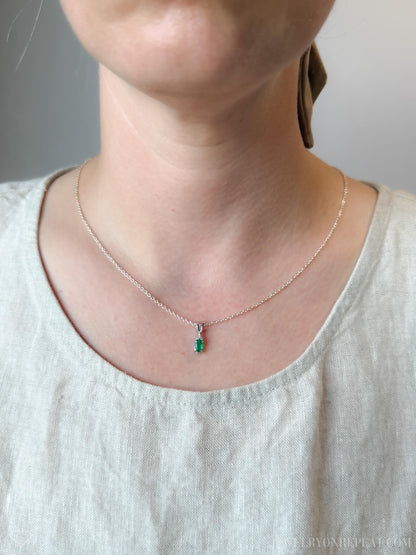 Vintage 1990s Emerald Pendant in 14k White Gold