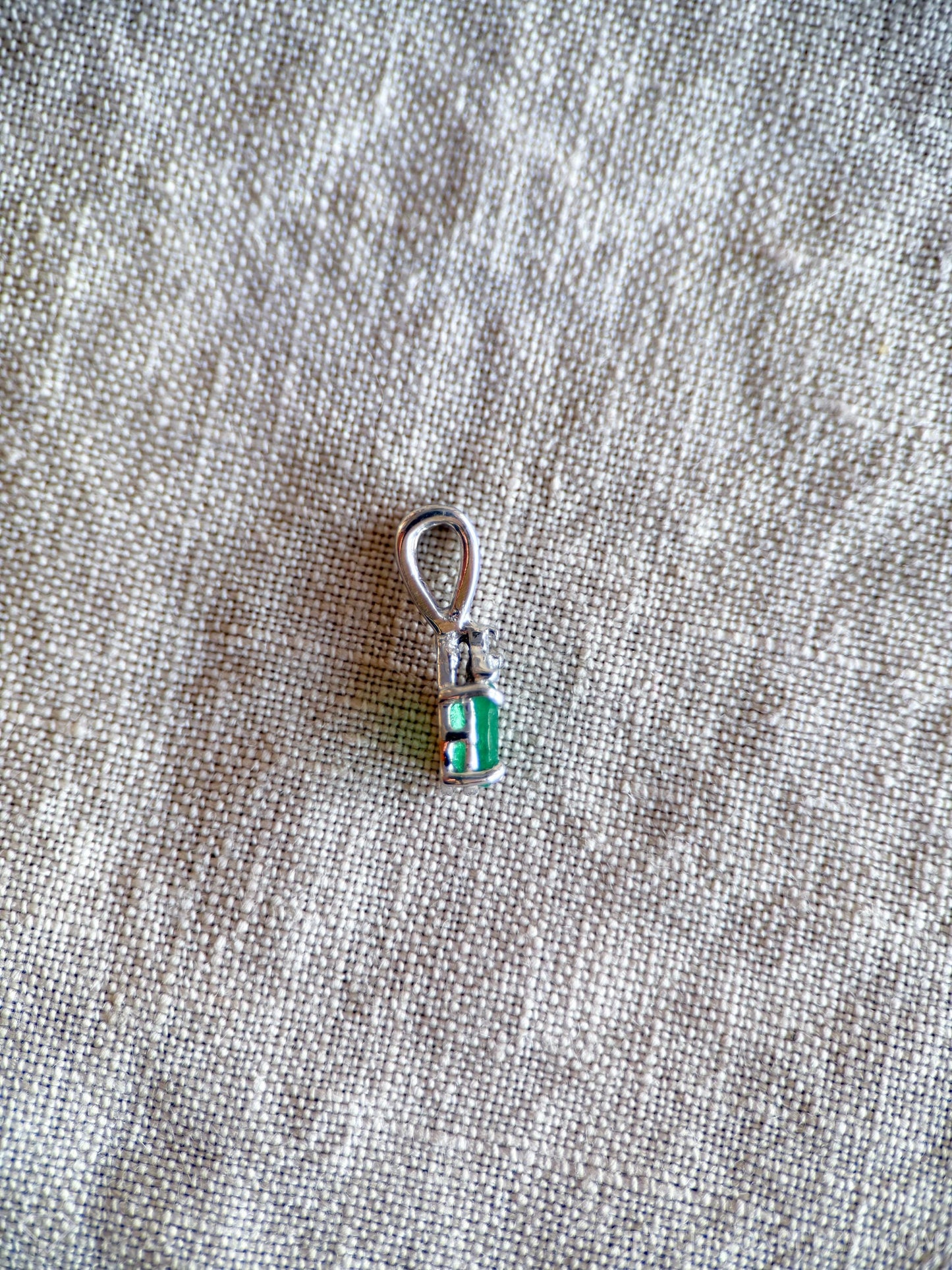 Vintage 1990s Emerald Pendant in 14k White Gold