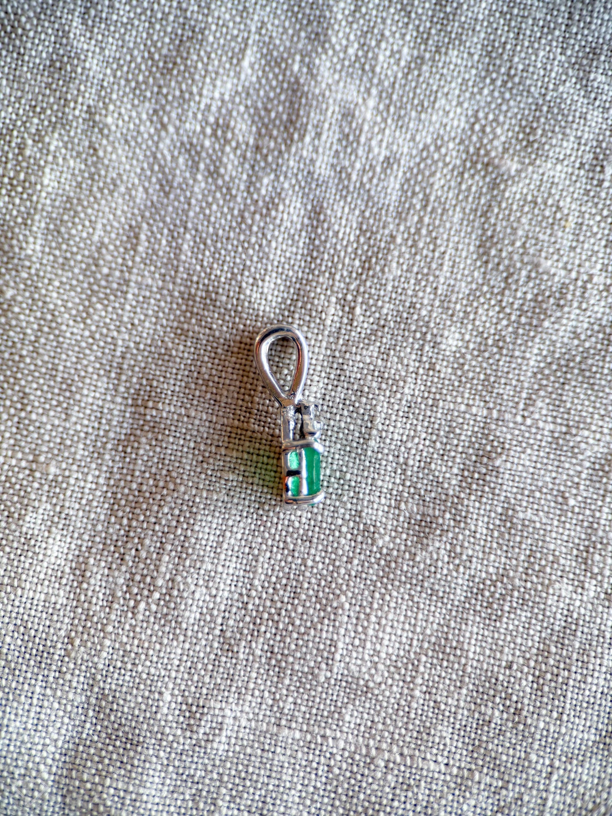 Vintage 1990s Emerald Pendant in 14k White Gold