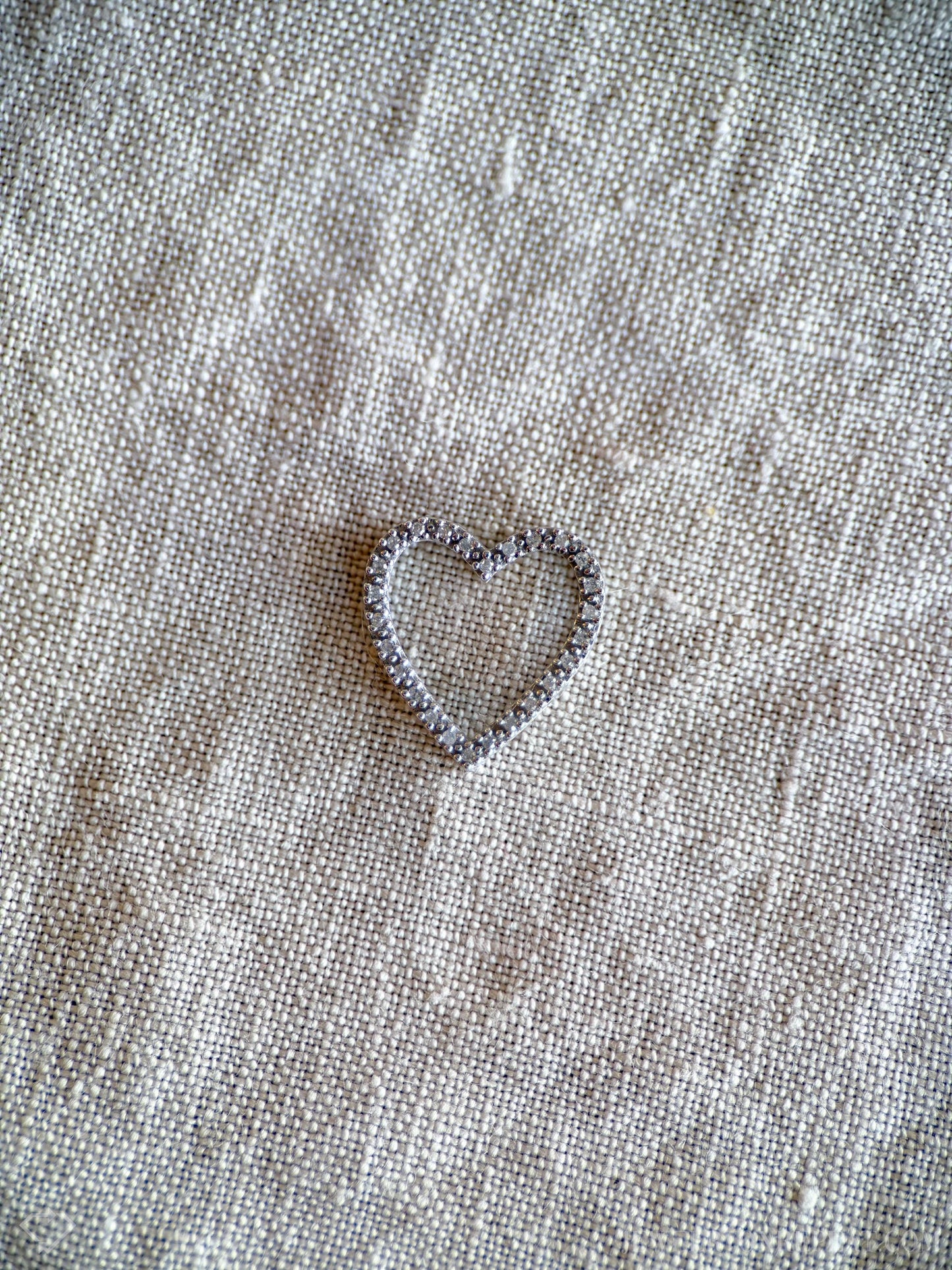 Vintage Diamond Heart Necklace in 10k White Gold