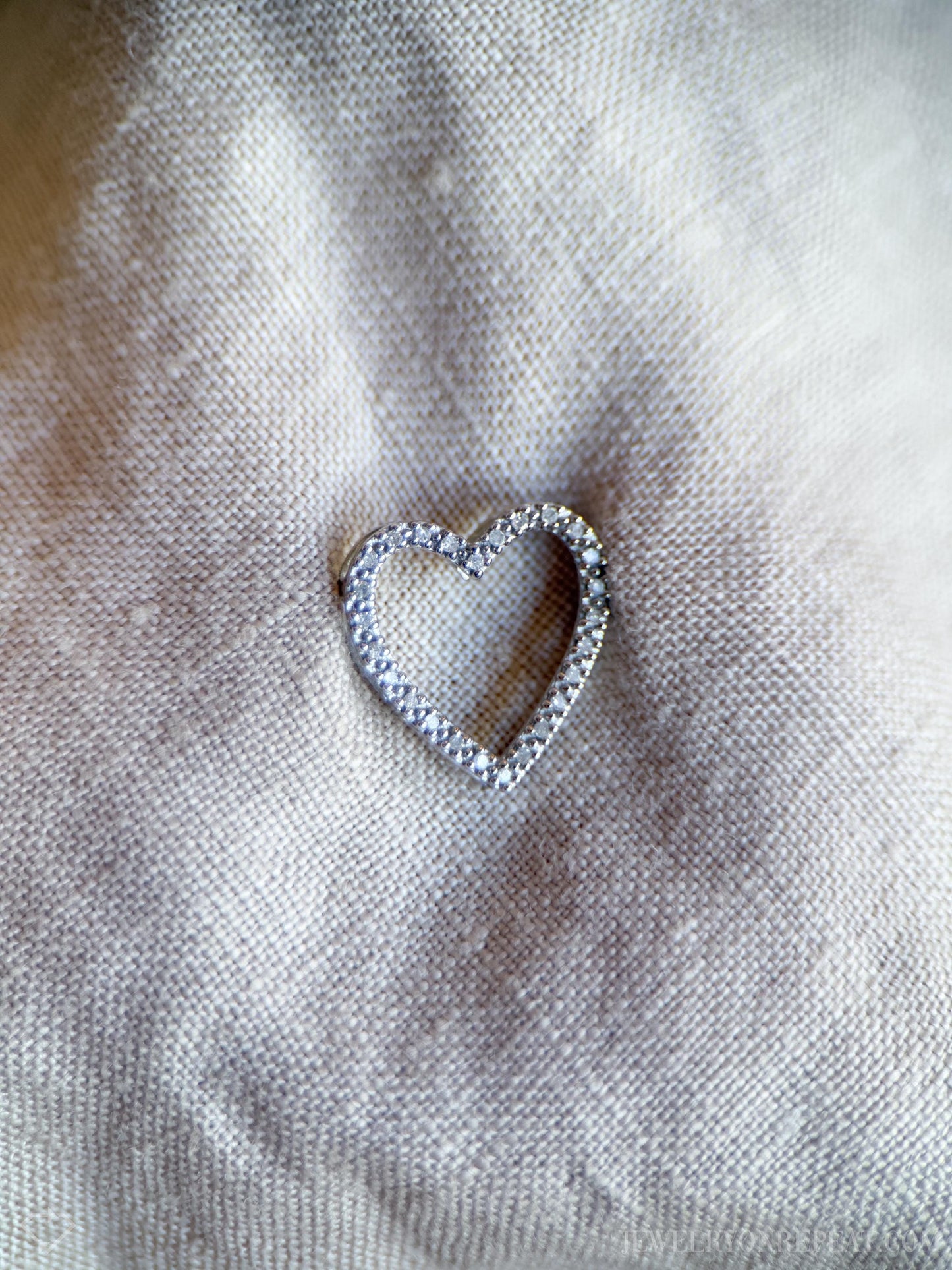 Vintage Diamond Heart Necklace in 10k White Gold