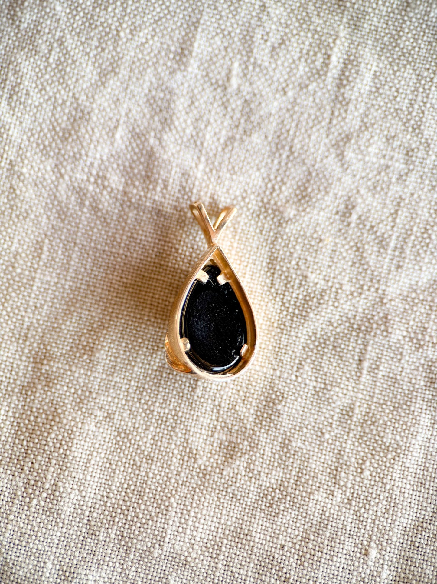 Vintage Onyx and Diamond Pendant in 14k Gold