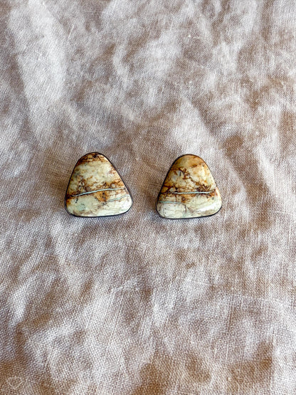 Vintage Jasper Gemstone Earrings in Sterling Silver, Vintage Jewelry from the 1970s