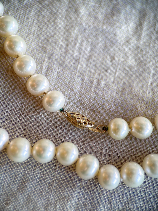 Vintage Pearl Necklace with 14k Gold Clasp