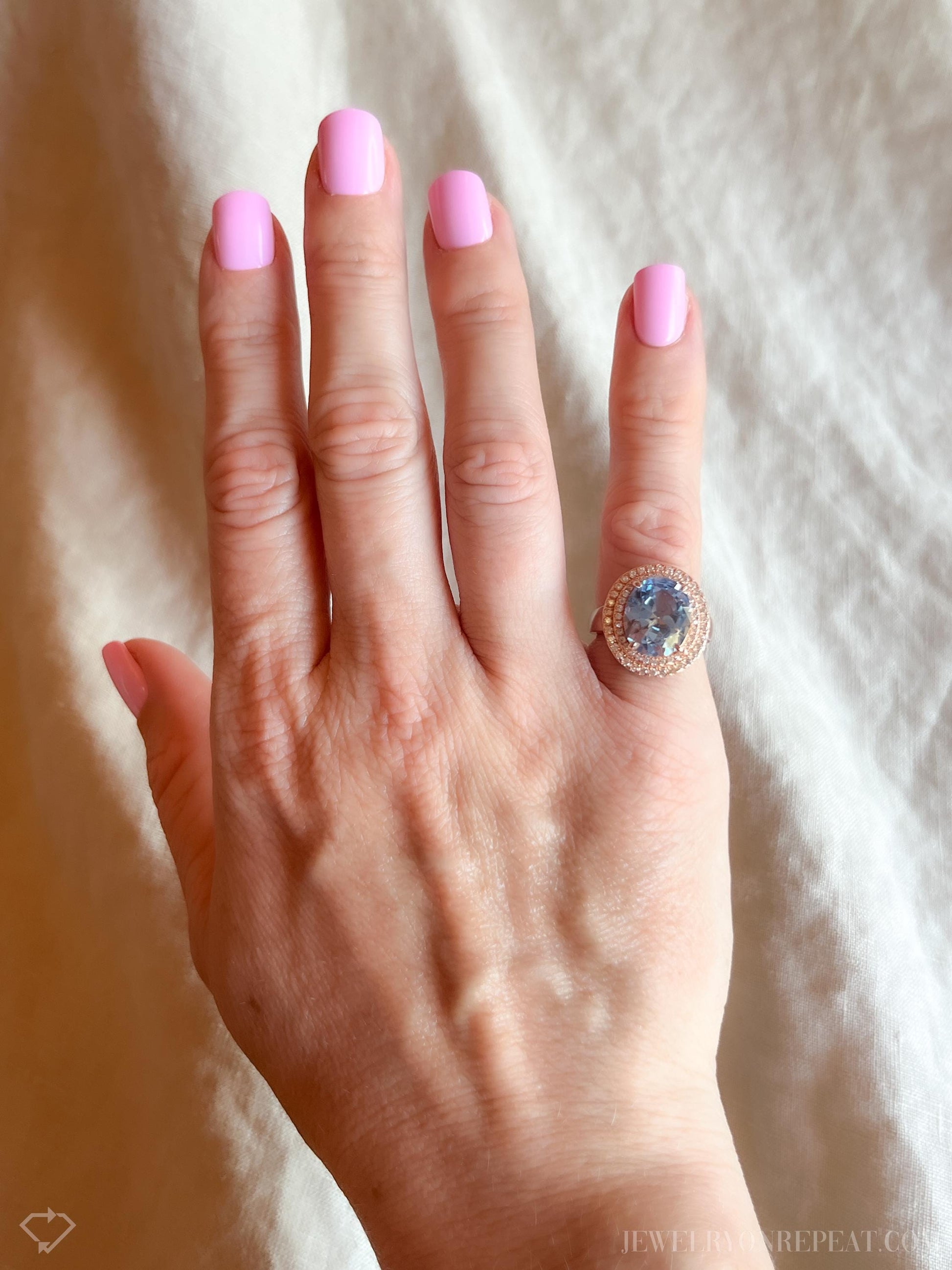 Vintage Blue Spinel Halo Ring, Rose Gold Plated Sterling Silver Statement Jewelry