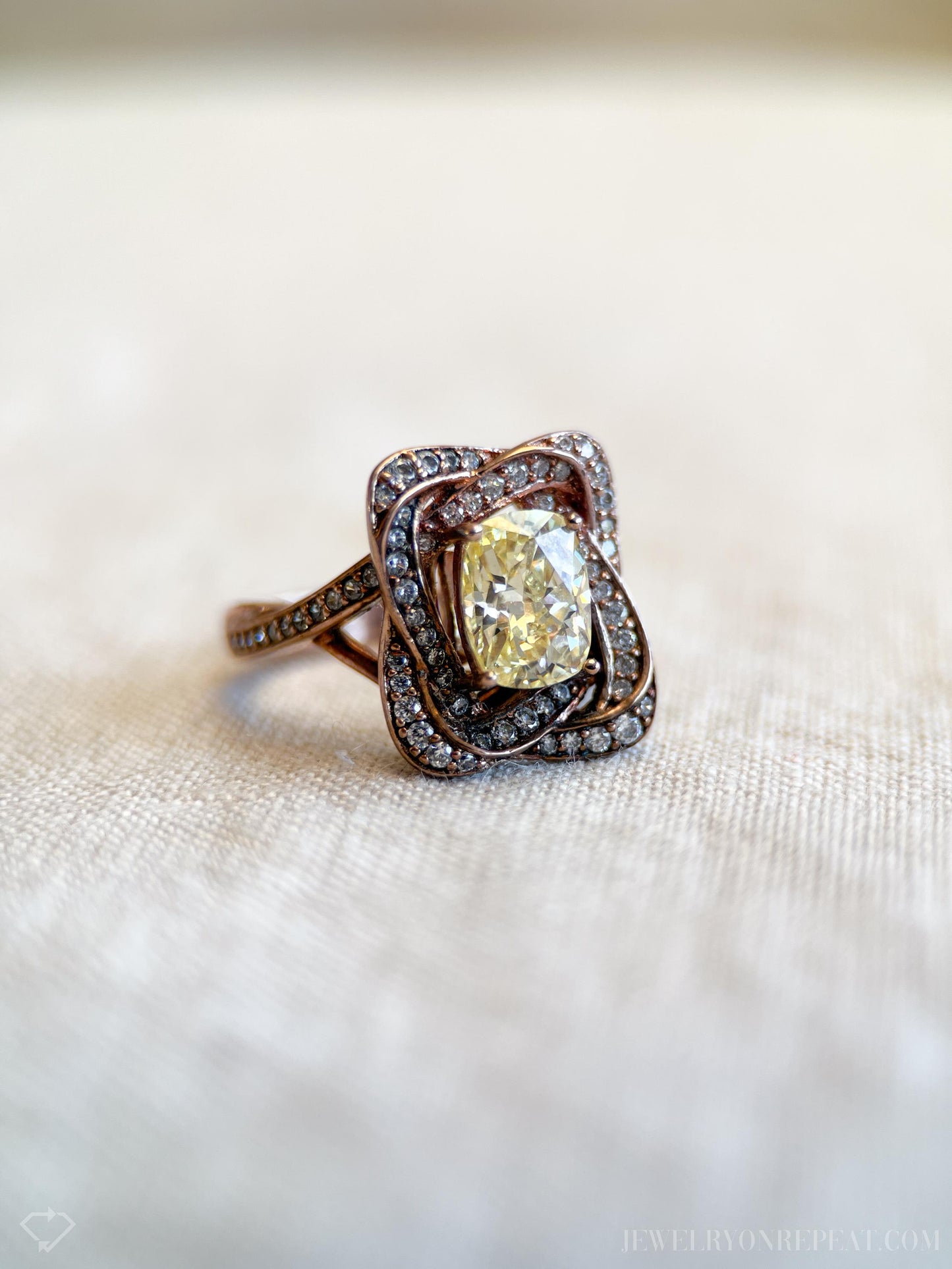 Vintage Gemstone Ring in Rose Gold Plated Sterling Silver