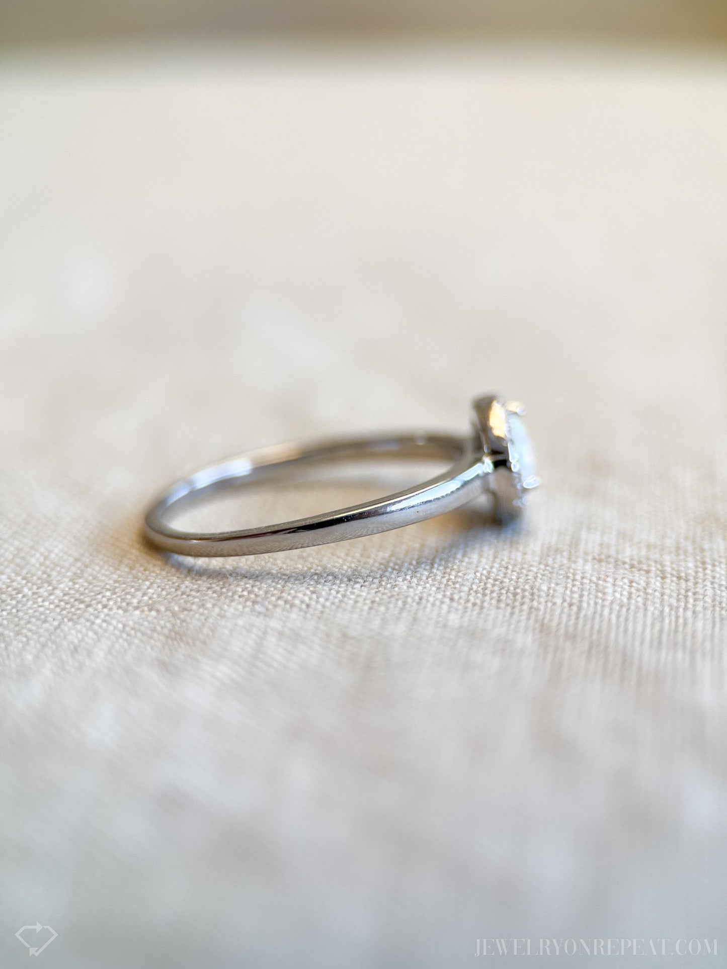 Opal Halo Gemstone Ring in Sterling Silver