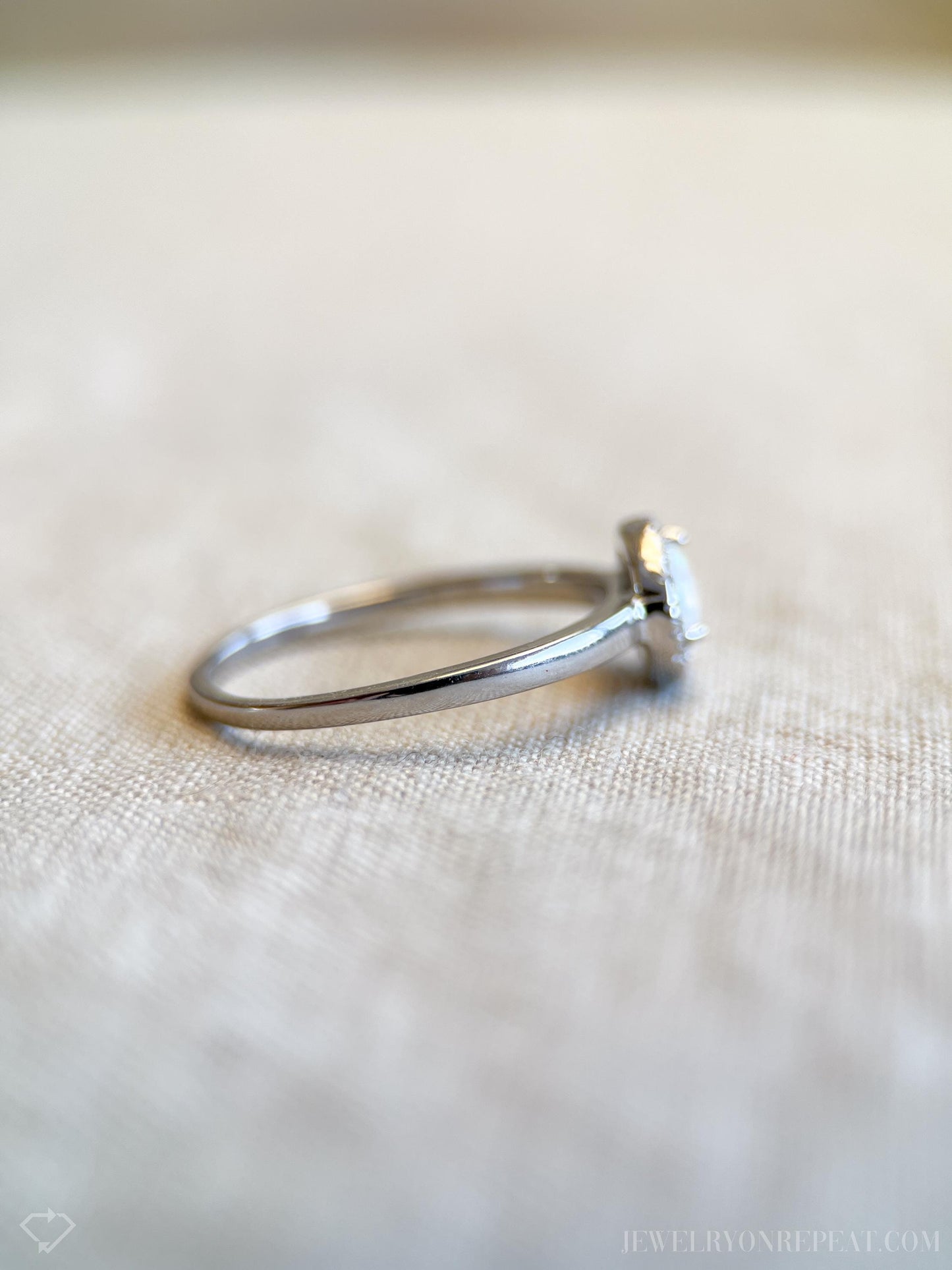 Opal Halo Gemstone Ring in Sterling Silver - Timeless